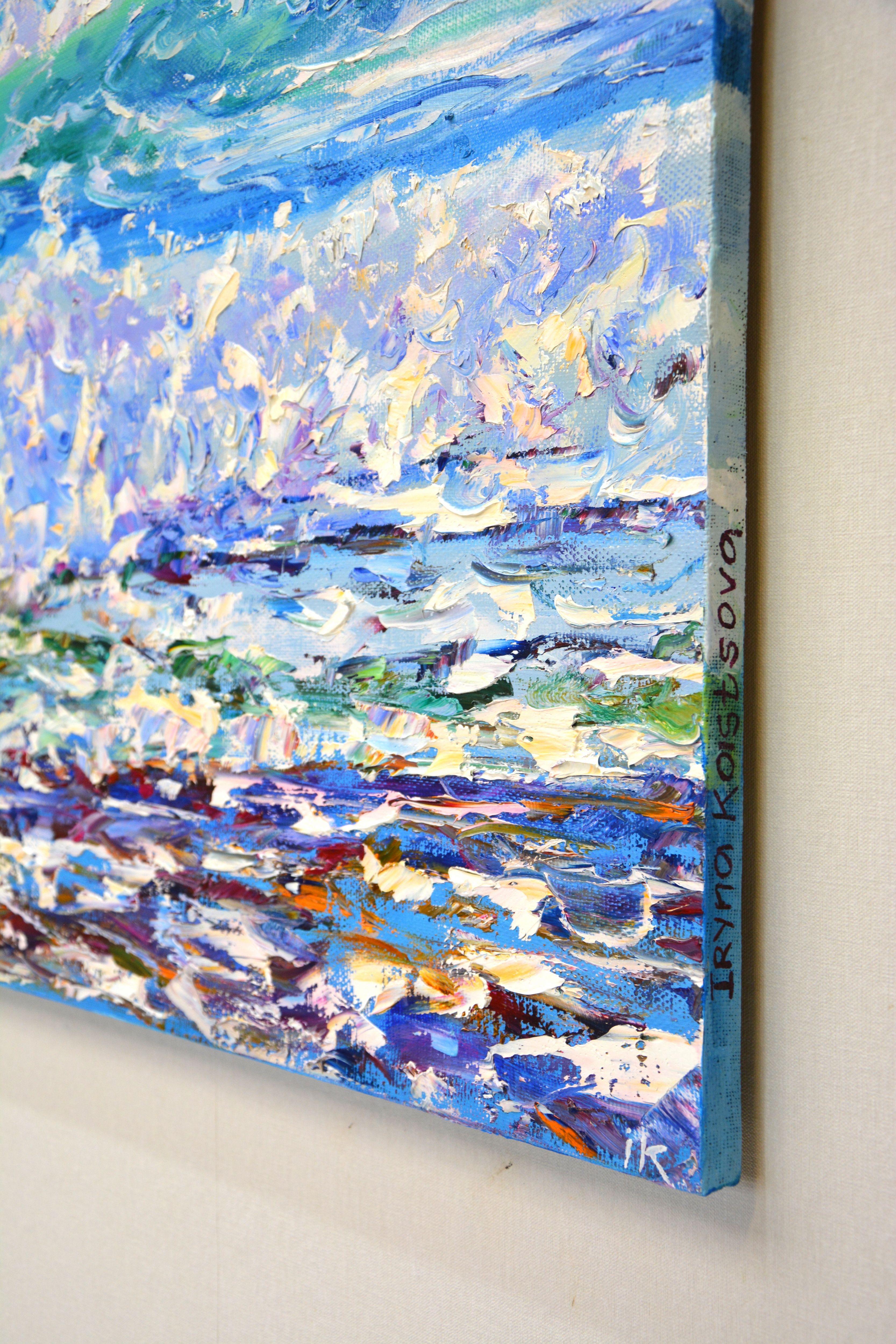 Ocean waves. Sailboats., Painting, Oil on Canvas 3