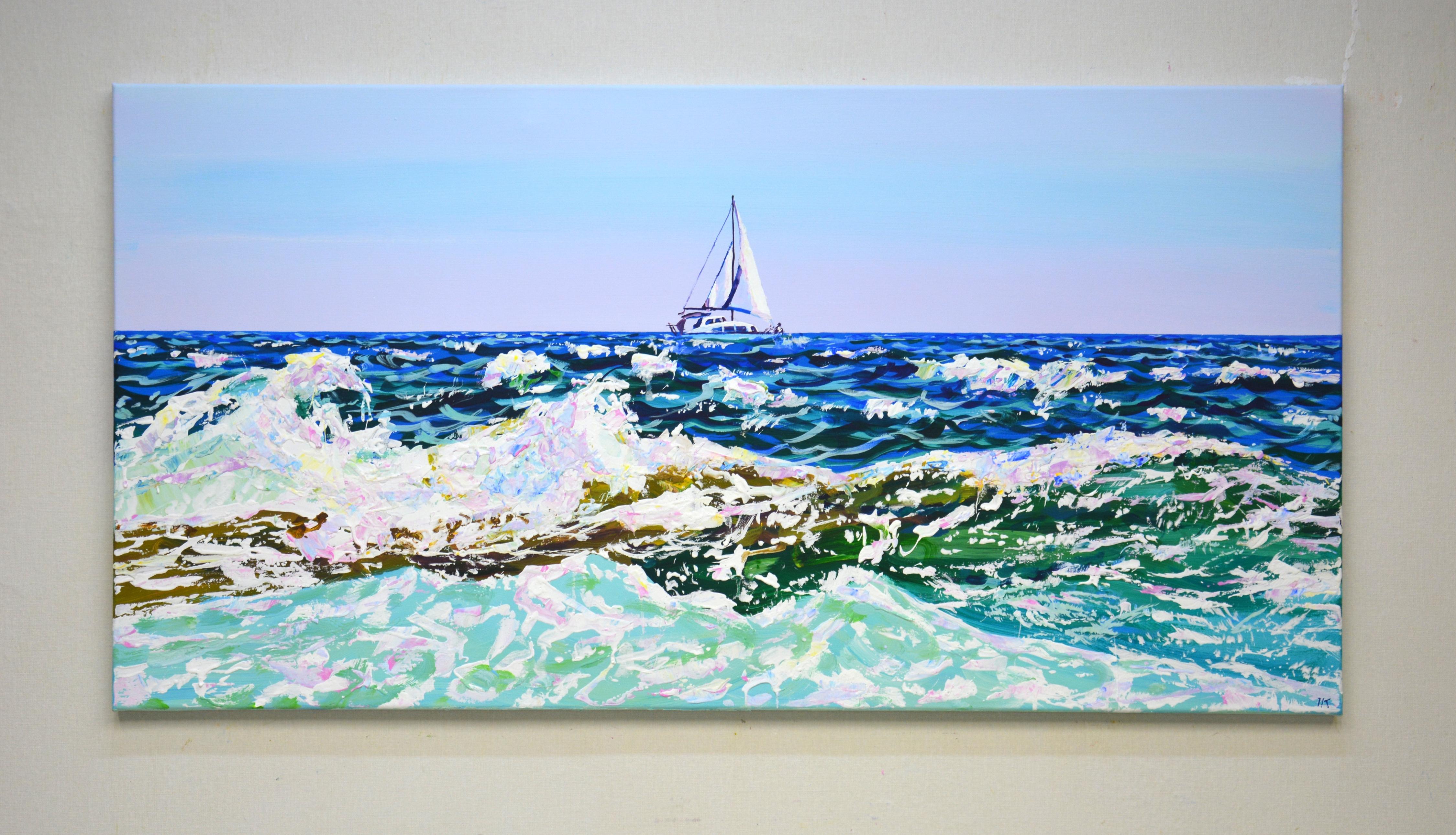 Oceano. Onde. Yacht. - Painting Impressionismo di Iryna Kastsova