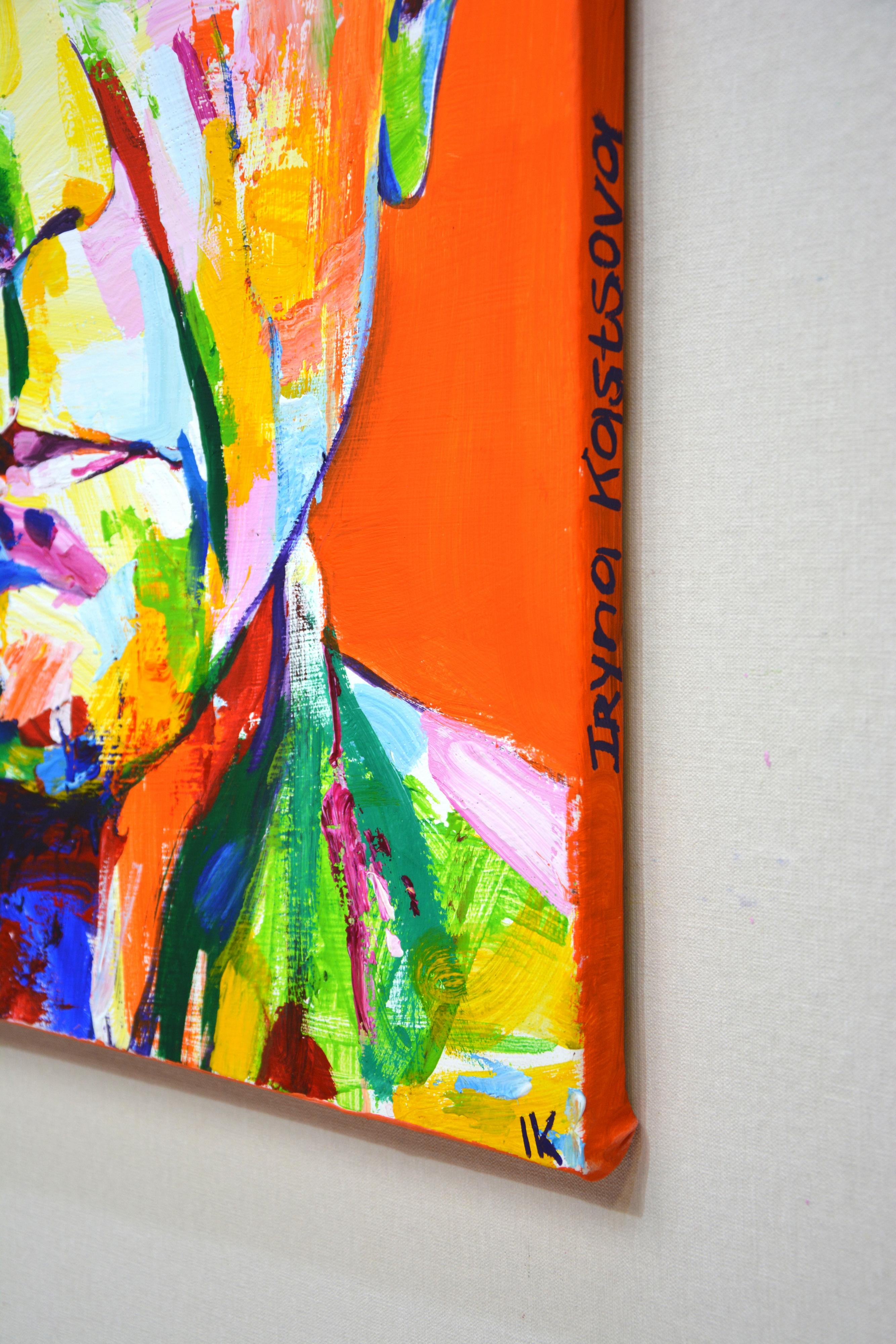 Pablo Picasso Ritratto colorato Pop Art - Portrait Painting Arancia di Iryna Kastsova