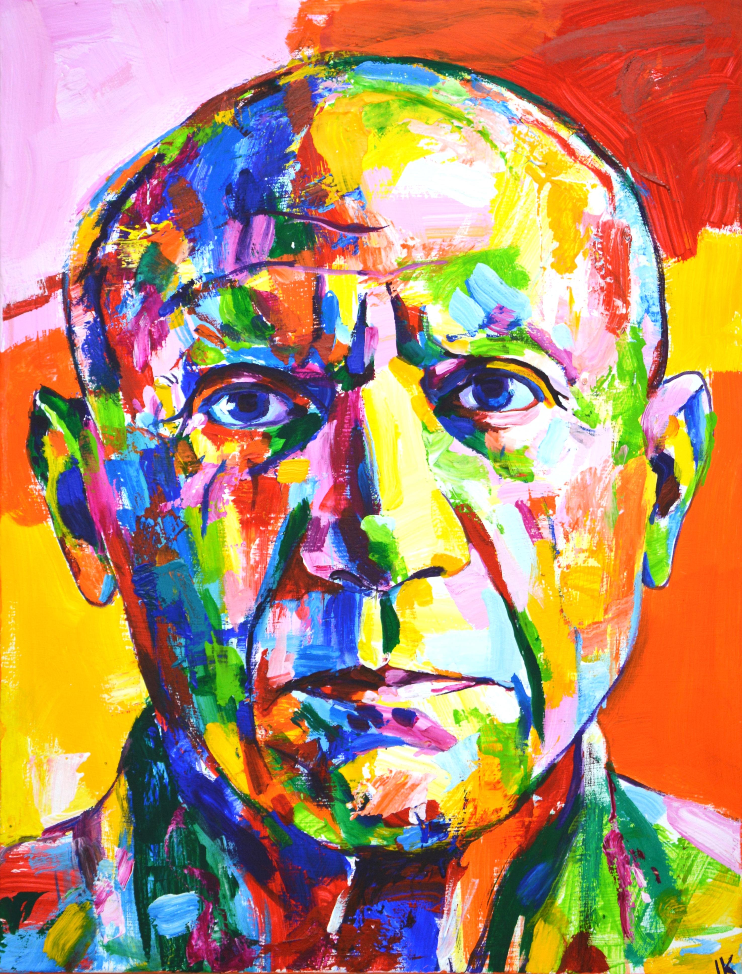 Portrait Painting di Iryna Kastsova - Pablo Picasso Ritratto colorato Pop Art