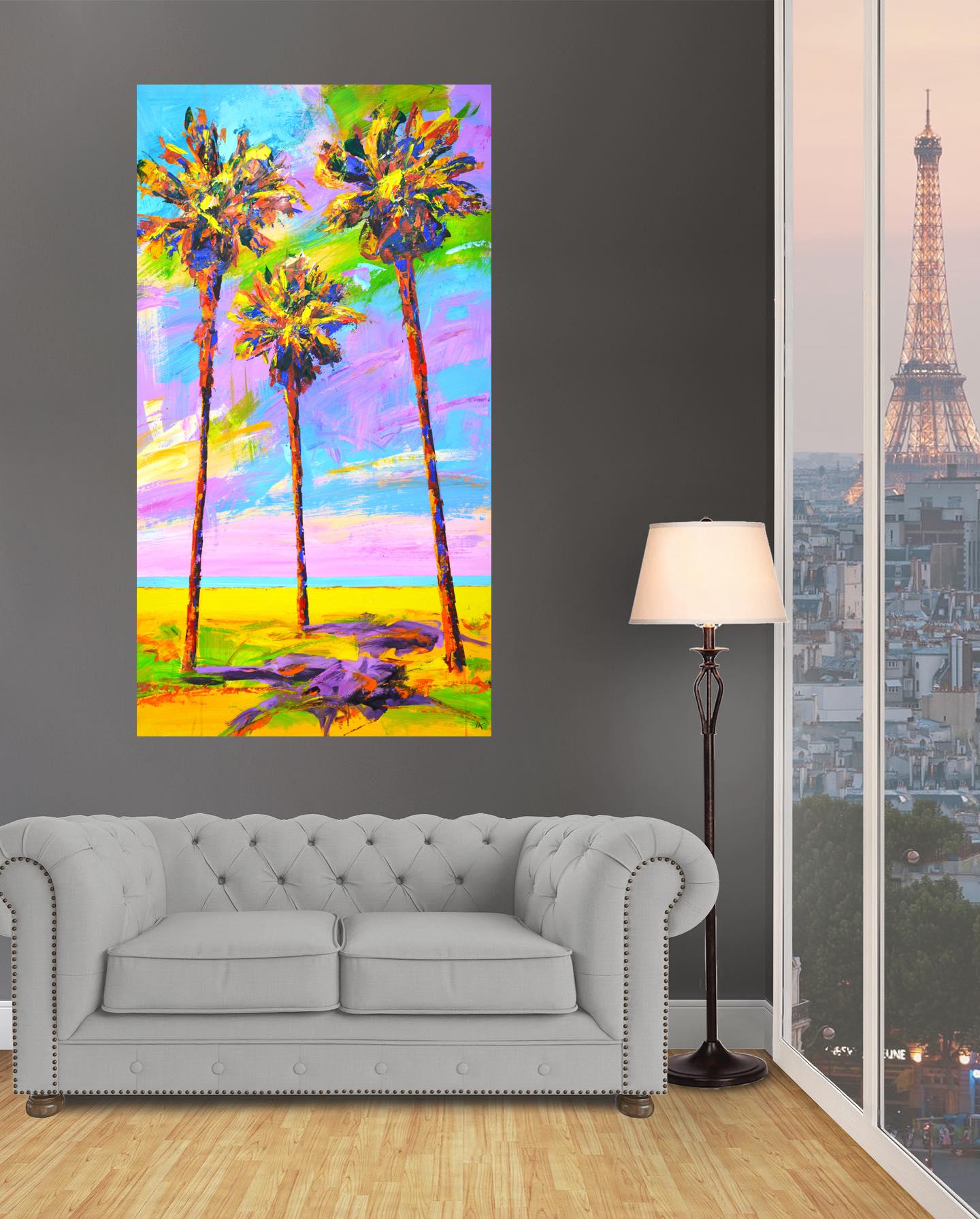 Palme 33 - Quadro acrilico vibrante di grandi dimensioni (130x70 cm) in vendita 3