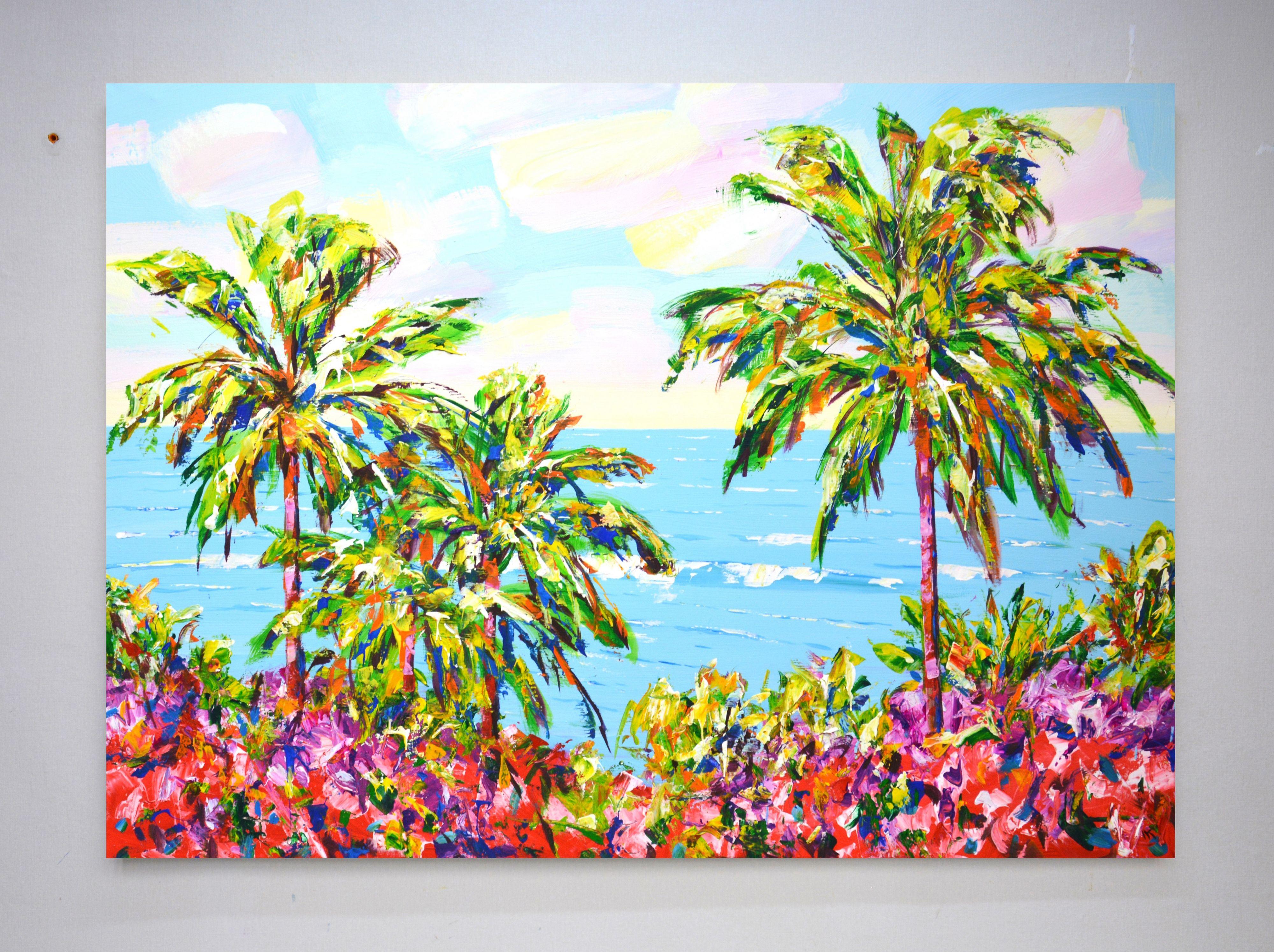 Palm trees. Ocean 10, Painting, Acrylic on Canvas For Sale 1