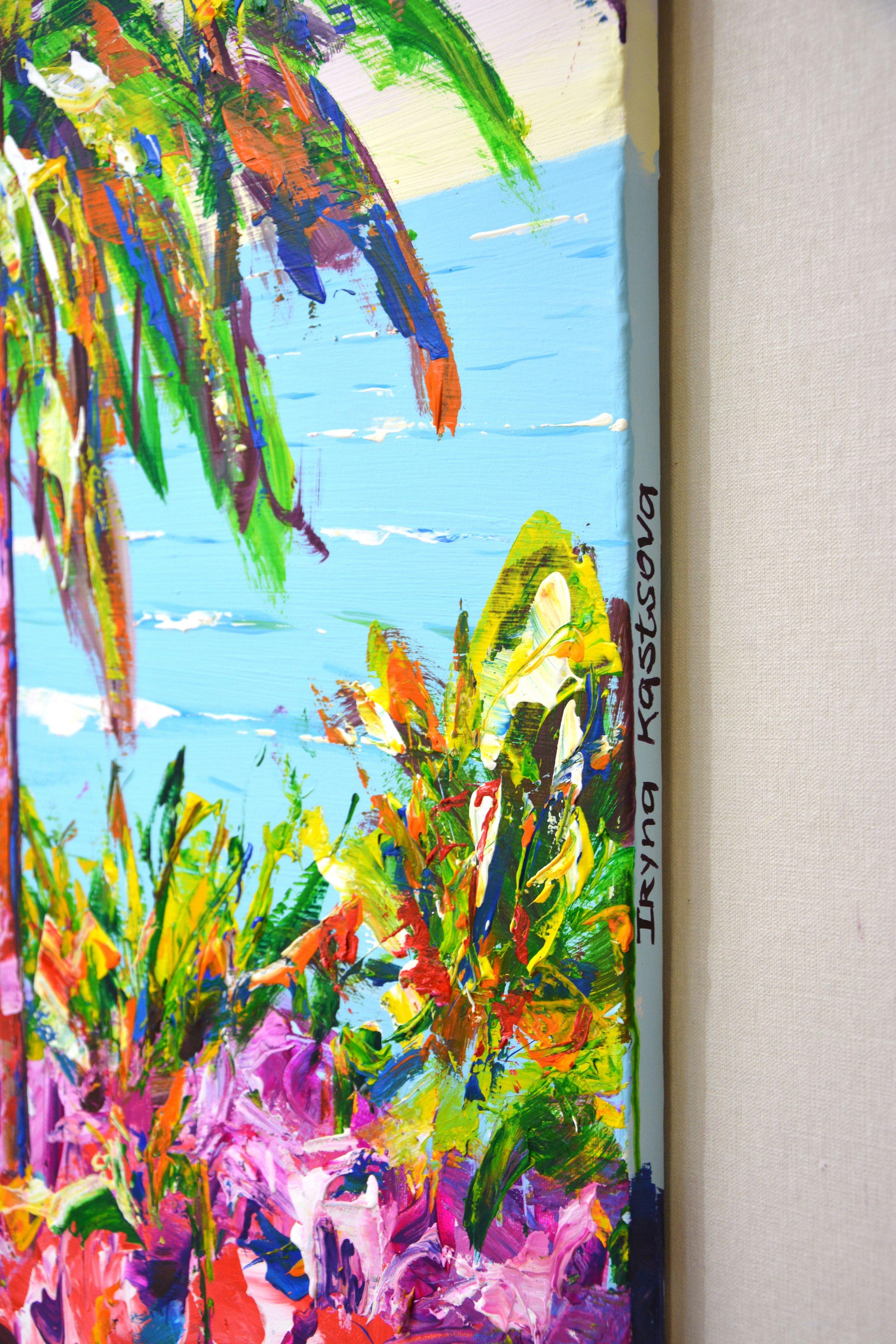 Palm trees. Ocean 10, Painting, Acrylic on Canvas For Sale 2