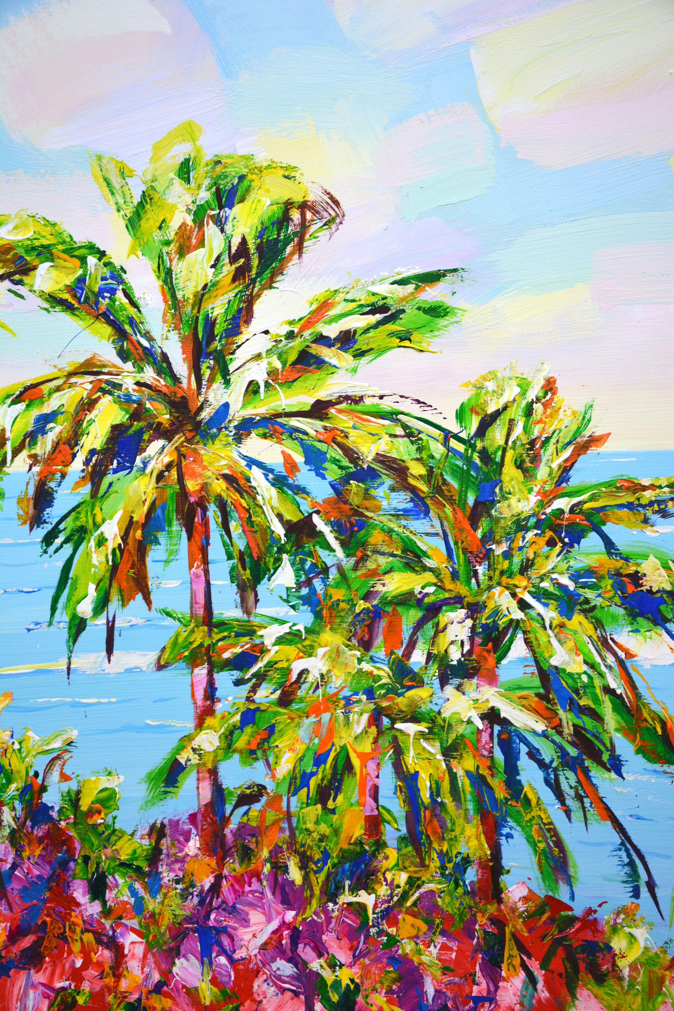 Palm trees. Ocean 10, Painting, Acrylic on Canvas For Sale 3