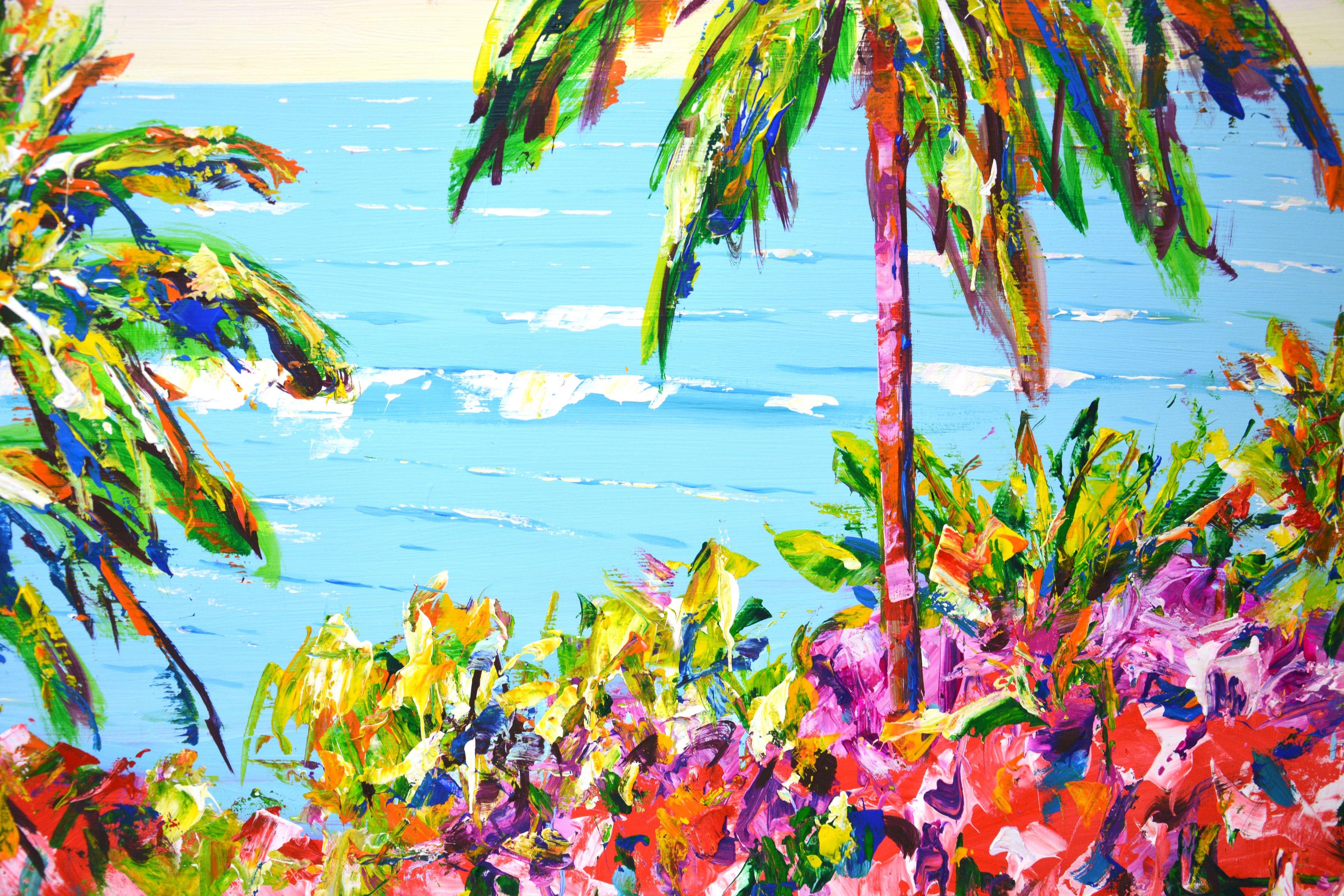 Palm trees. Ocean 10, Painting, Acrylic on Canvas For Sale 4