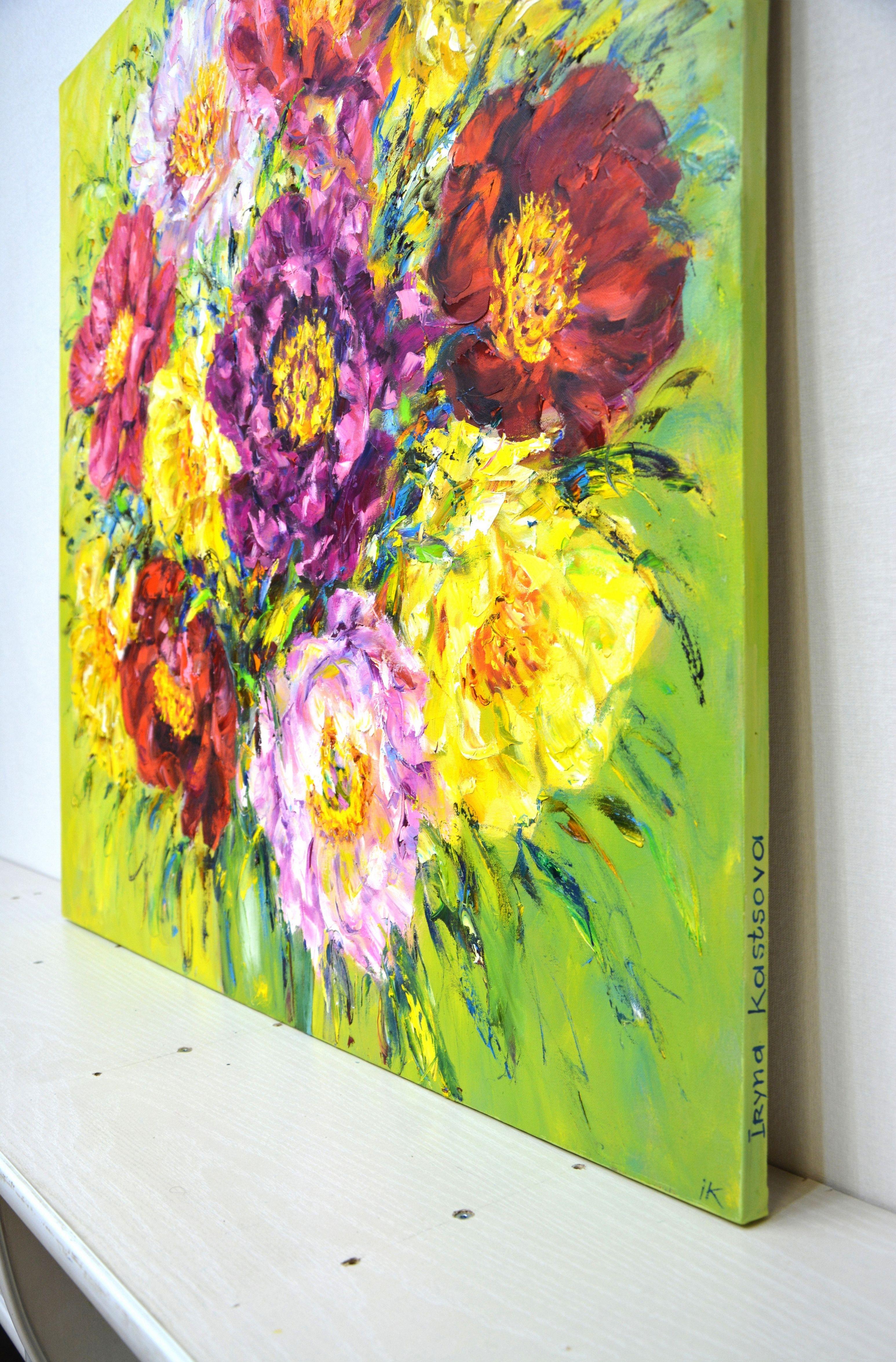 Peonies America, Painting, Oil on Canvas For Sale 3