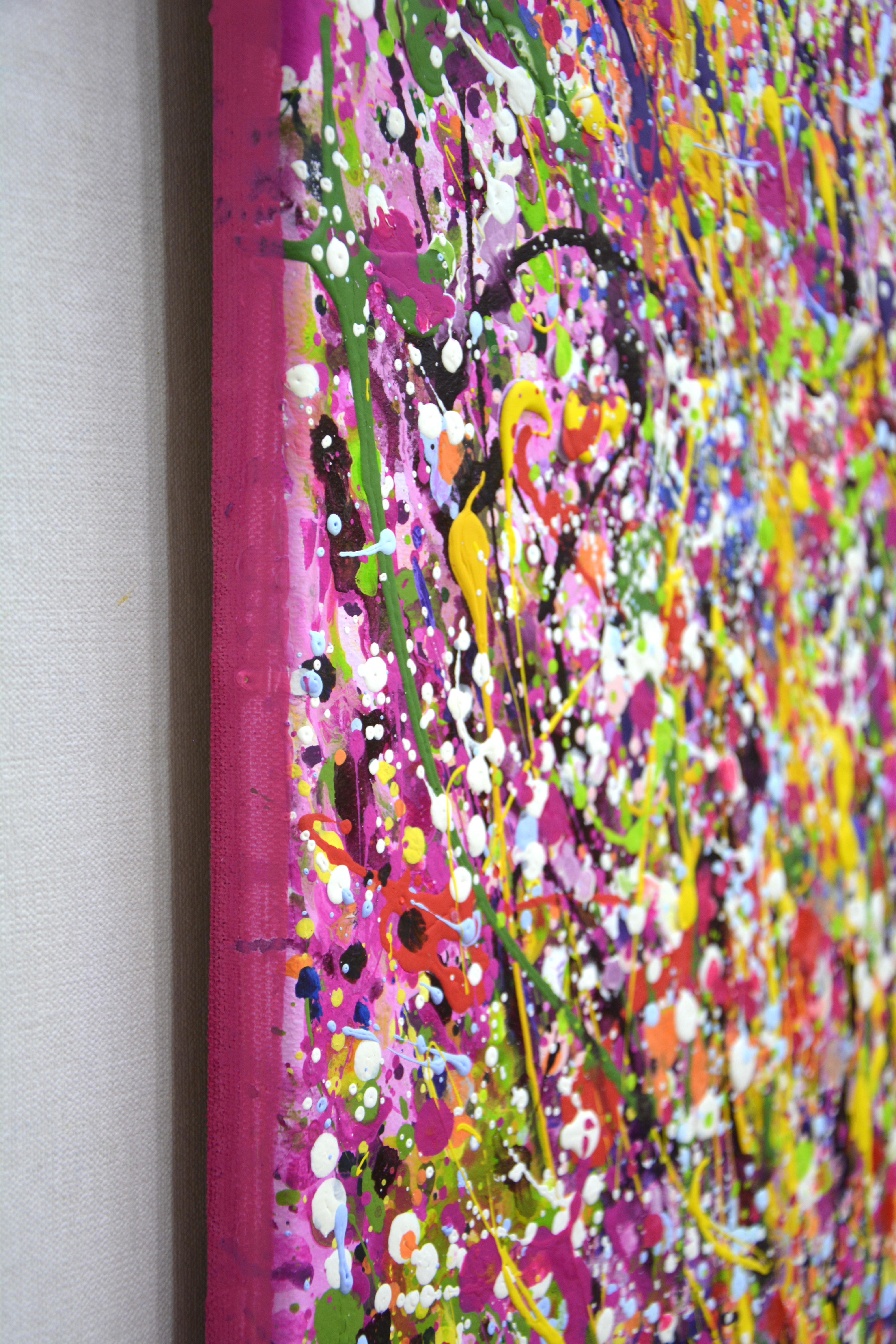 Stravaganza rosa. Pittura acrilica astratta contemporanea - Interior Painting Marrone di Iryna Kastsova