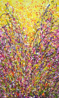 Extravagancia rosa. Pintura acrílica abstracta contemporánea