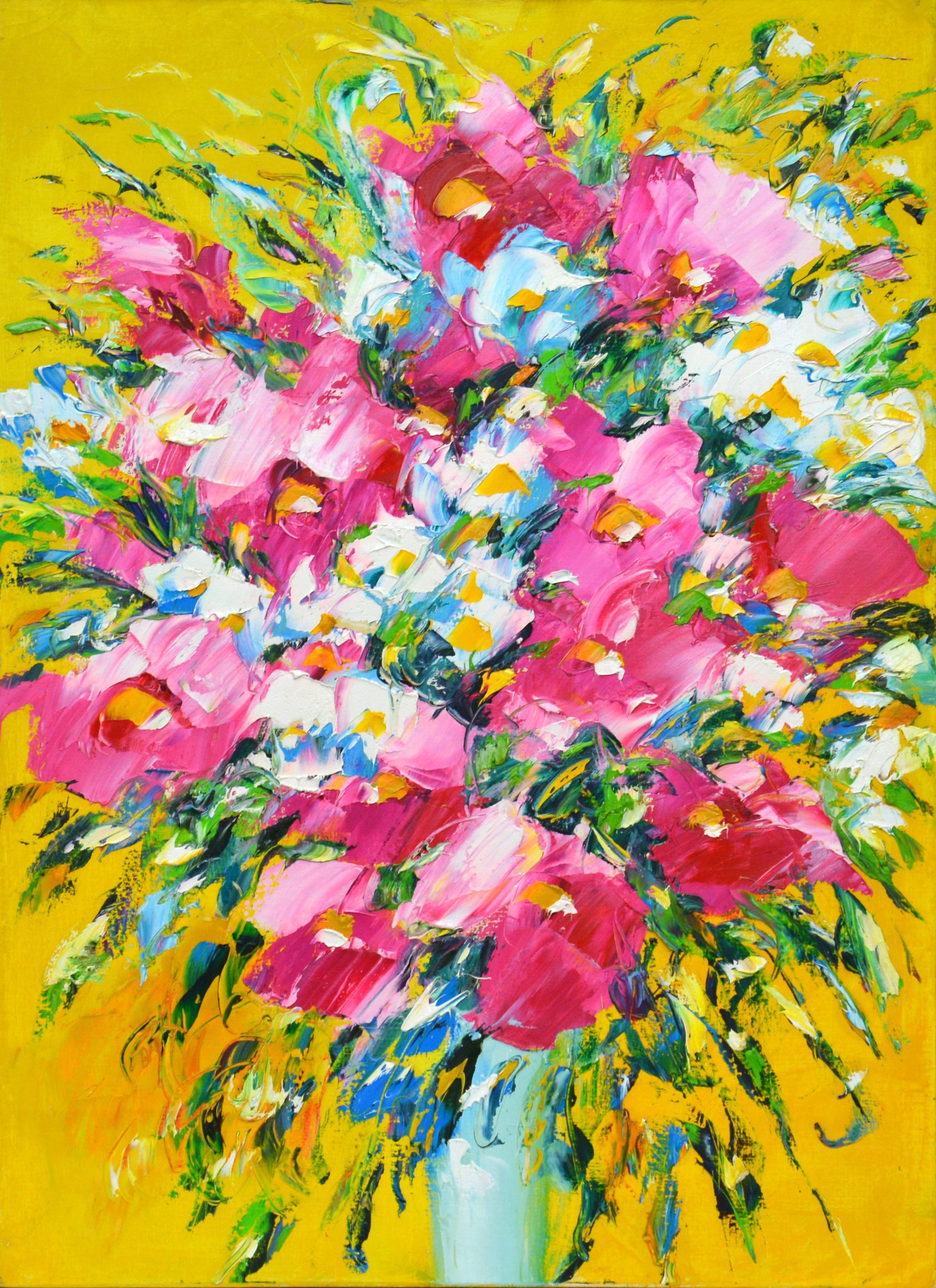 Iryna Kastsova Still-Life Painting - 		Pink extravaganza.