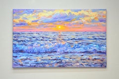 Tramonto rosa sul mare, Pittura, Olio su tela