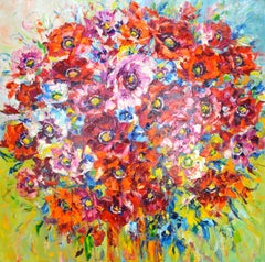 Poppy mood., Painting, Oil on Canvas