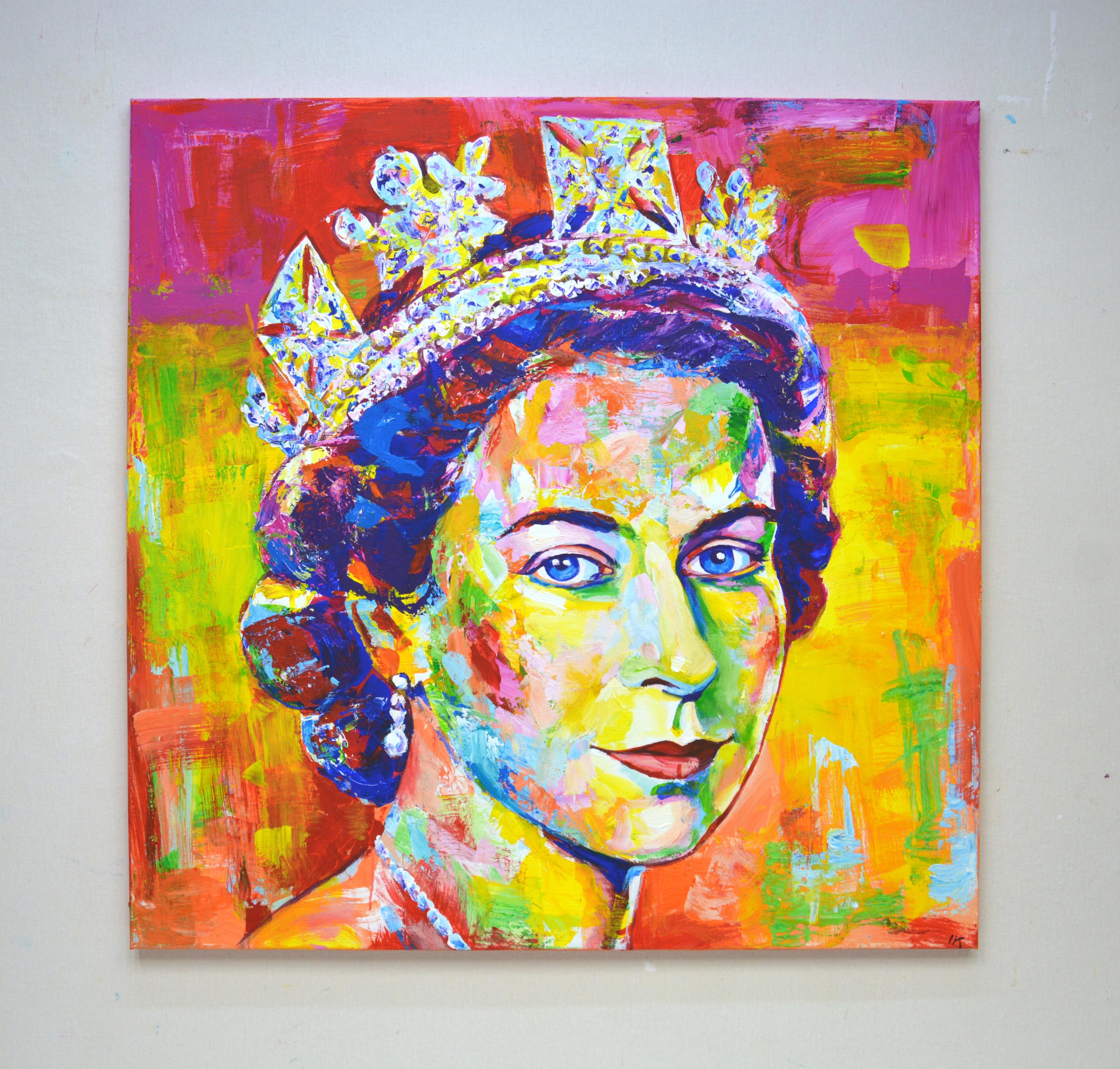 Königin Elisabeth II. Originalgemälde von Iryna Kastsova im Angebot 1