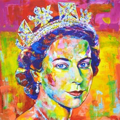 La Regina Elisabetta II. Pittura originale di Iryna Kastsova