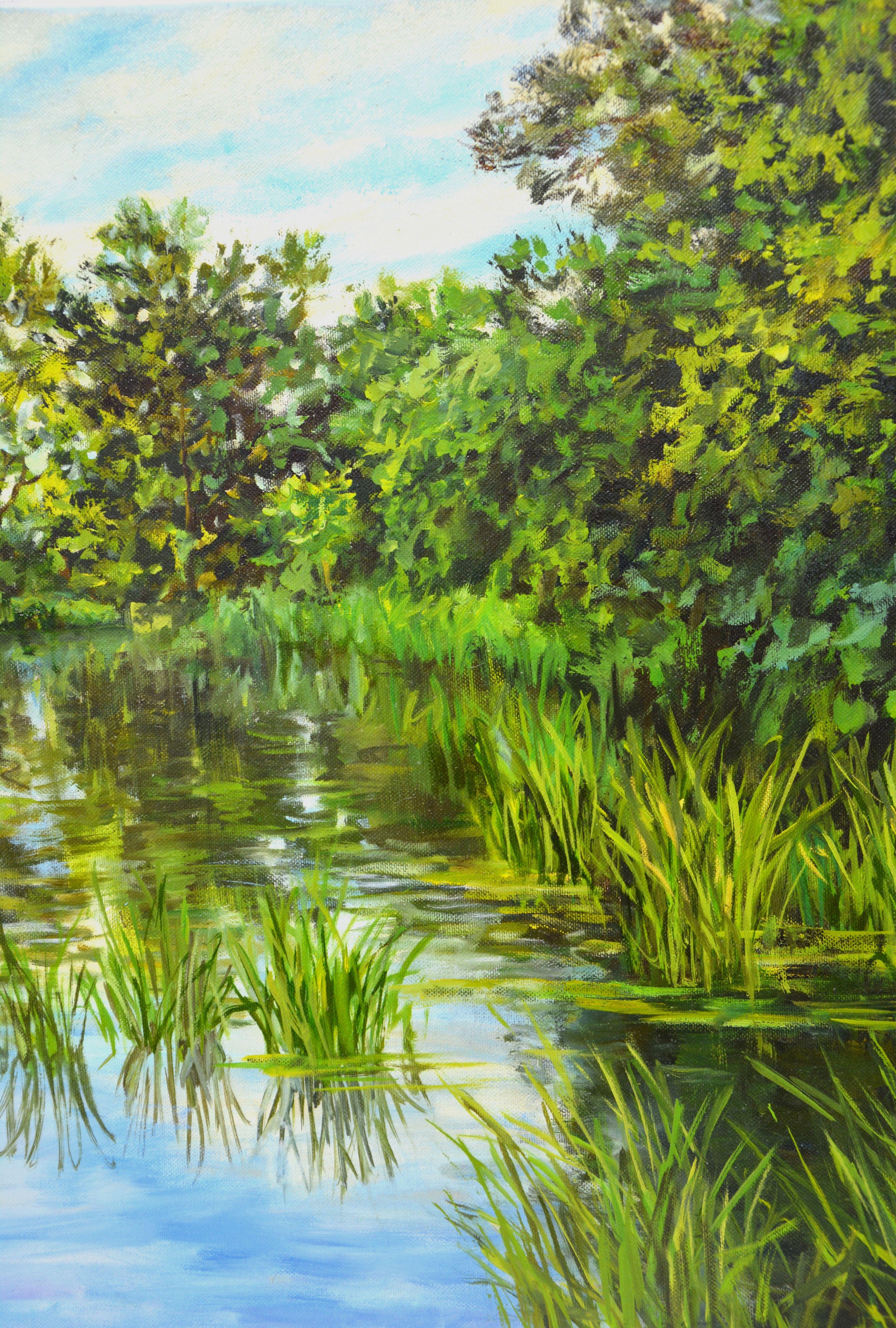 Quiet backwater, Painting, Oil on Canvas For Sale 3