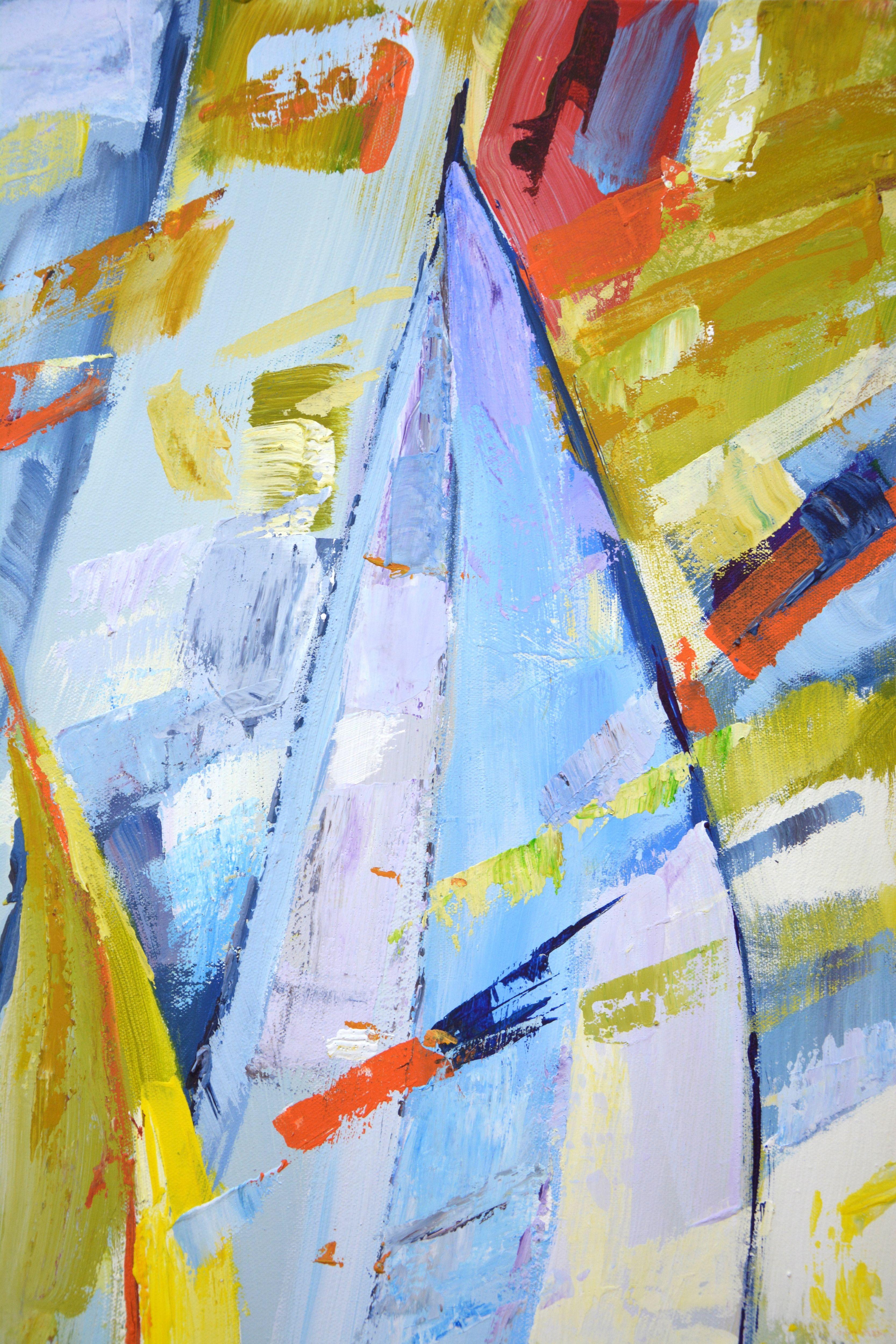 Regata 35., Pittura, Acrilico su tela - Abstract Painting Grigio di Iryna Kastsova