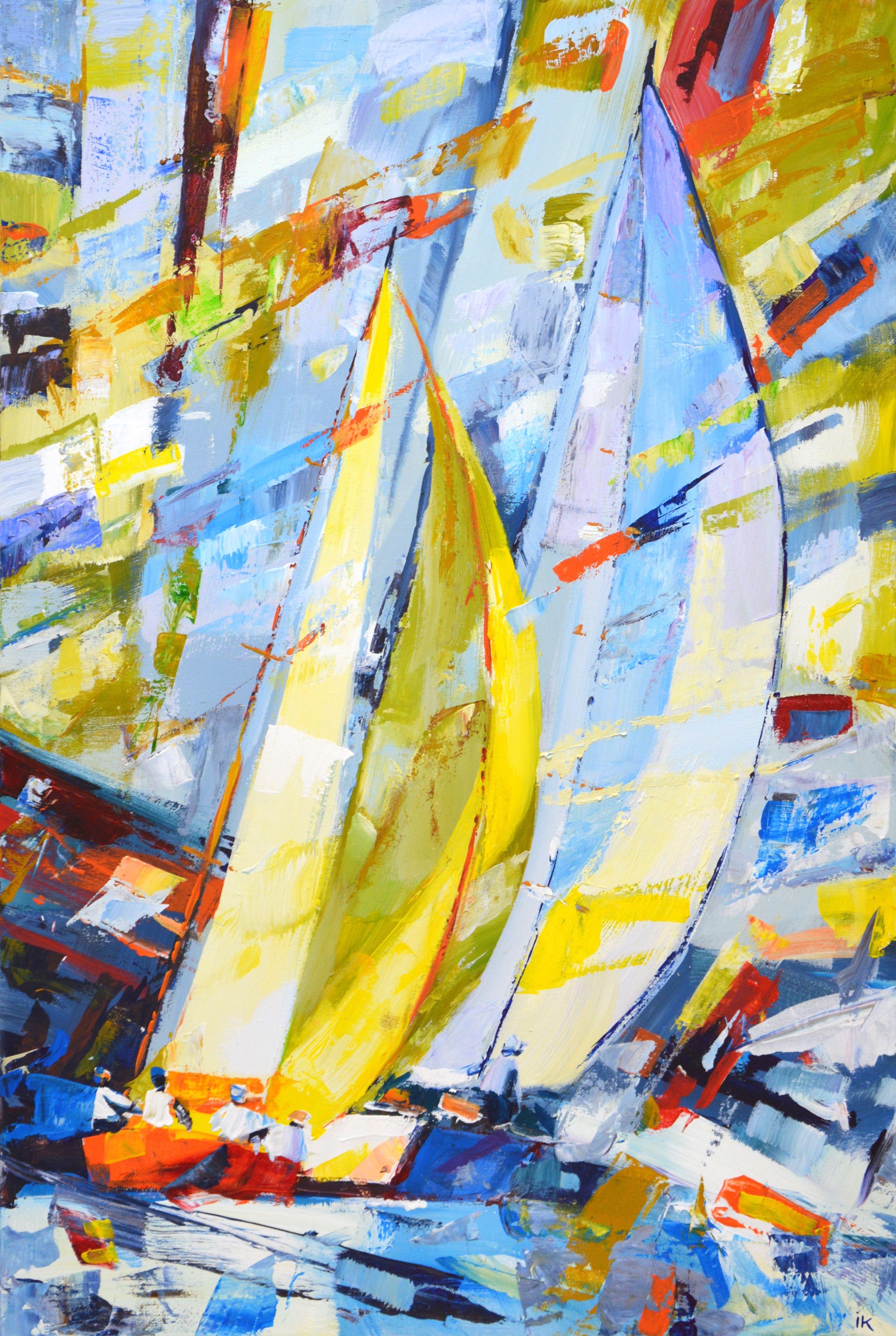 Abstract Painting di Iryna Kastsova - Regata 35., Pittura, Acrilico su tela