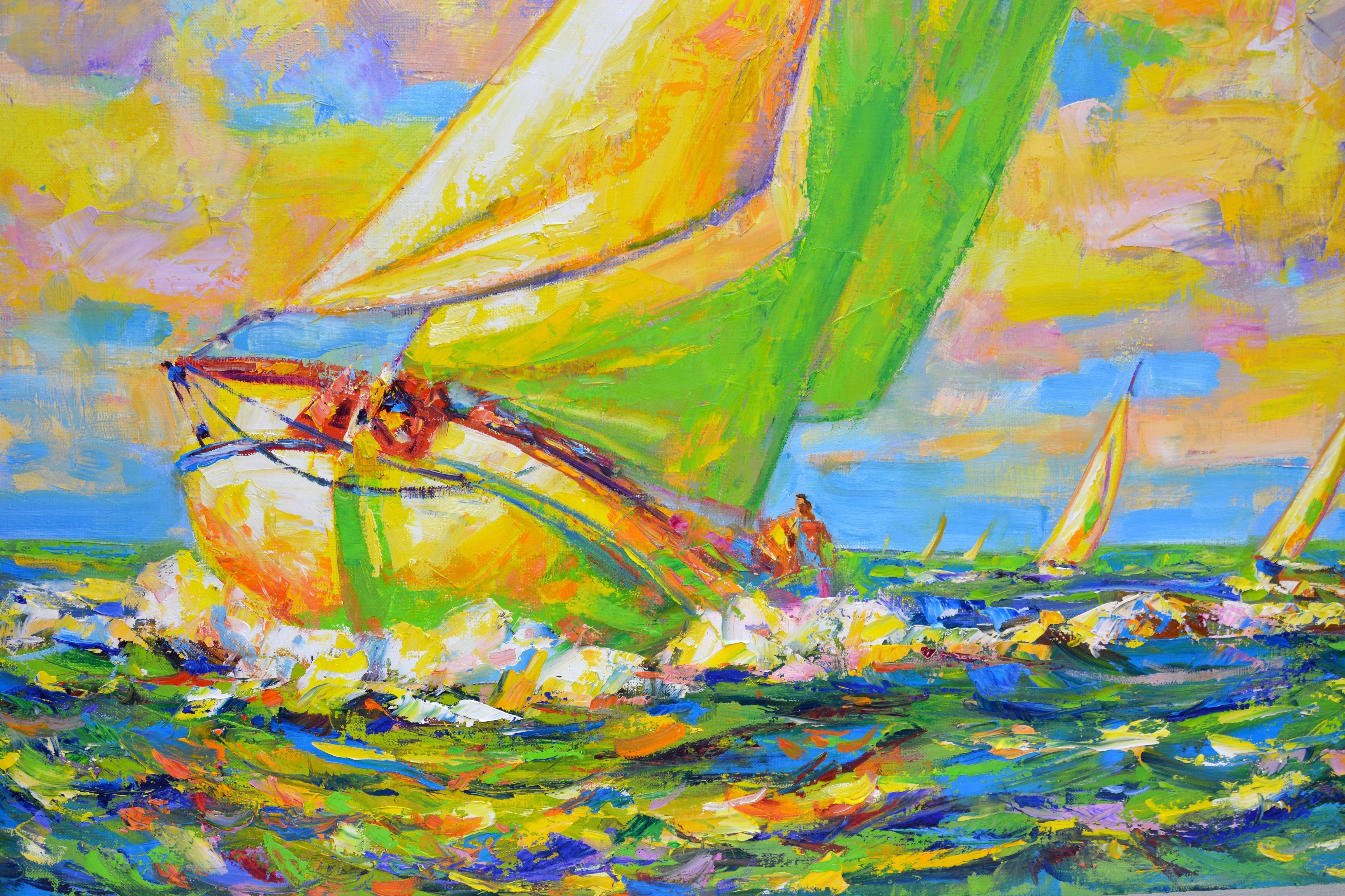 Regatta, Painting, Oil on Canvas For Sale 2