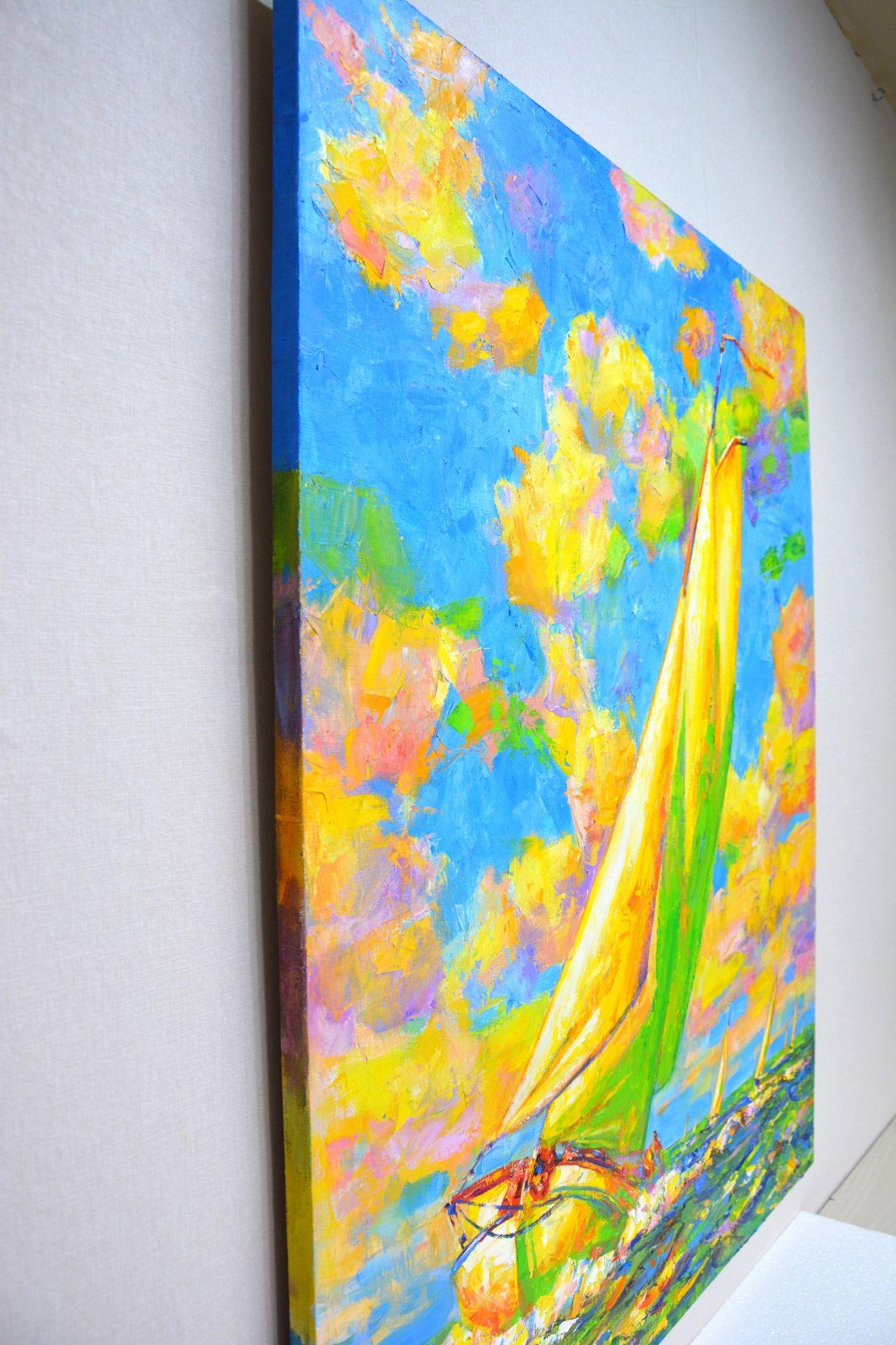 Regatta, Gemälde, Öl auf Leinwand im Angebot 2