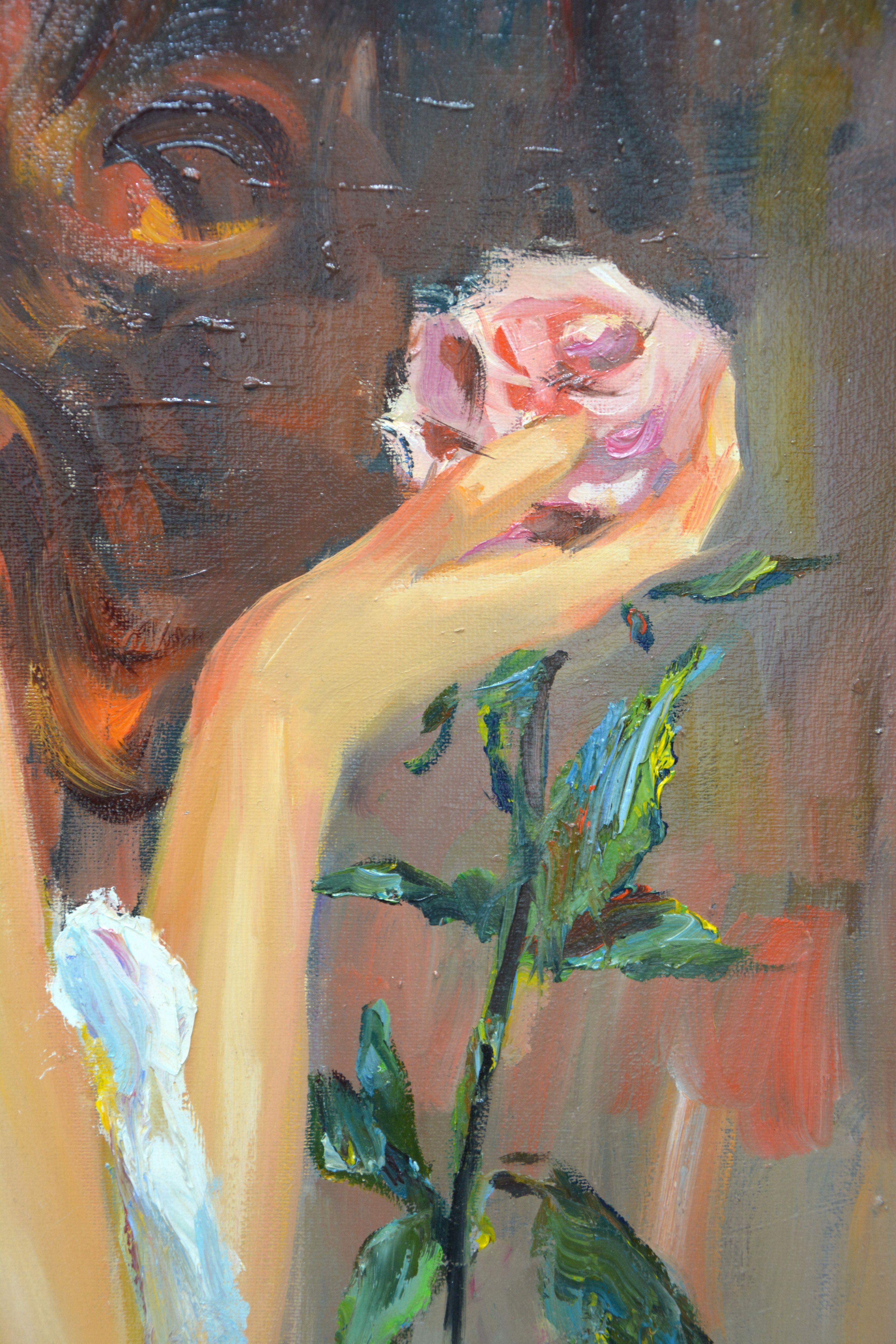 Rose flower., Painting, Oil on Canvas For Sale 2