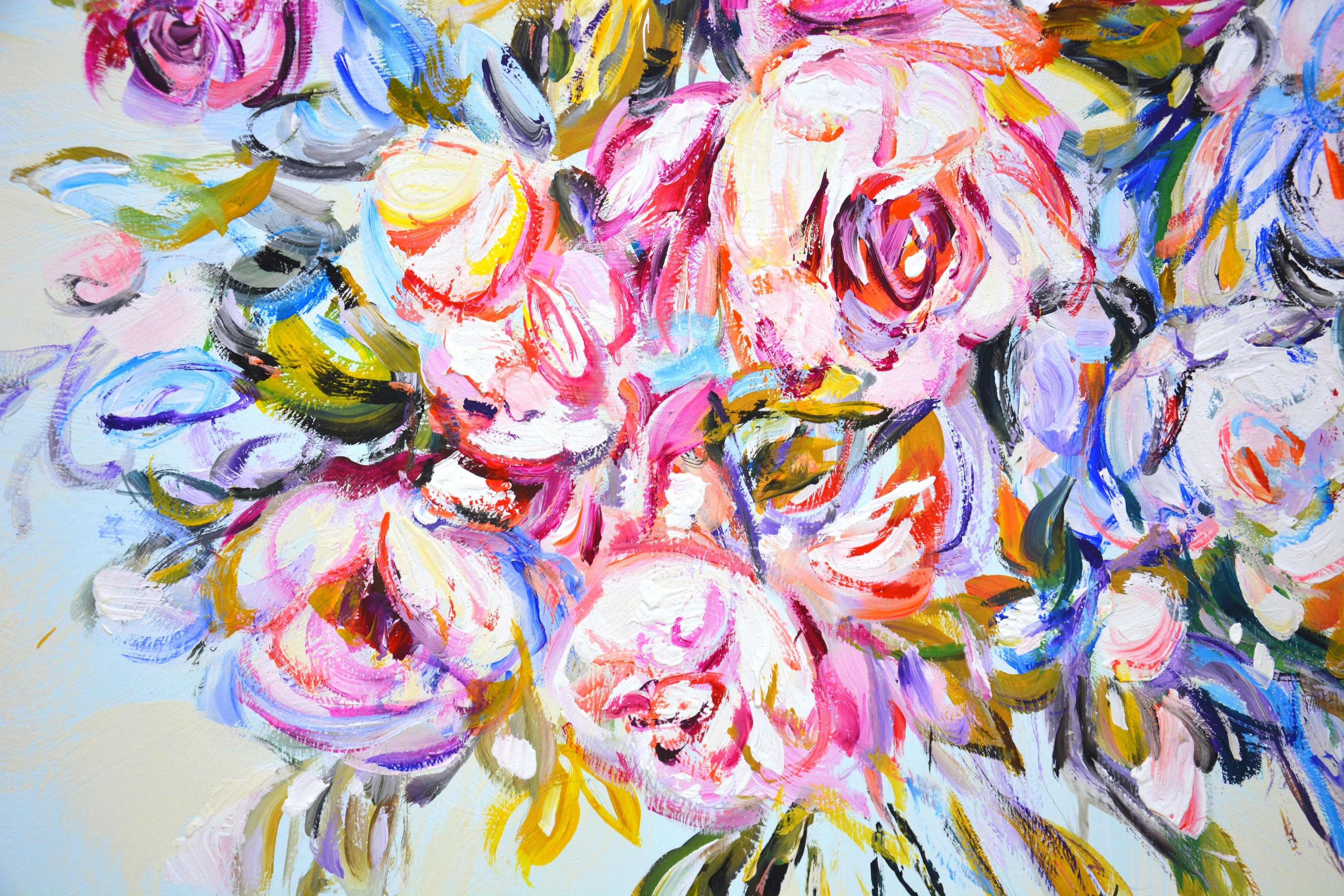 Rosas. Ramo delicado 2., Pintura, Acrílico sobre lienzo en venta 1