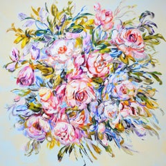 Rosas. Ramo delicado 2., Pintura, Acrílico sobre lienzo
