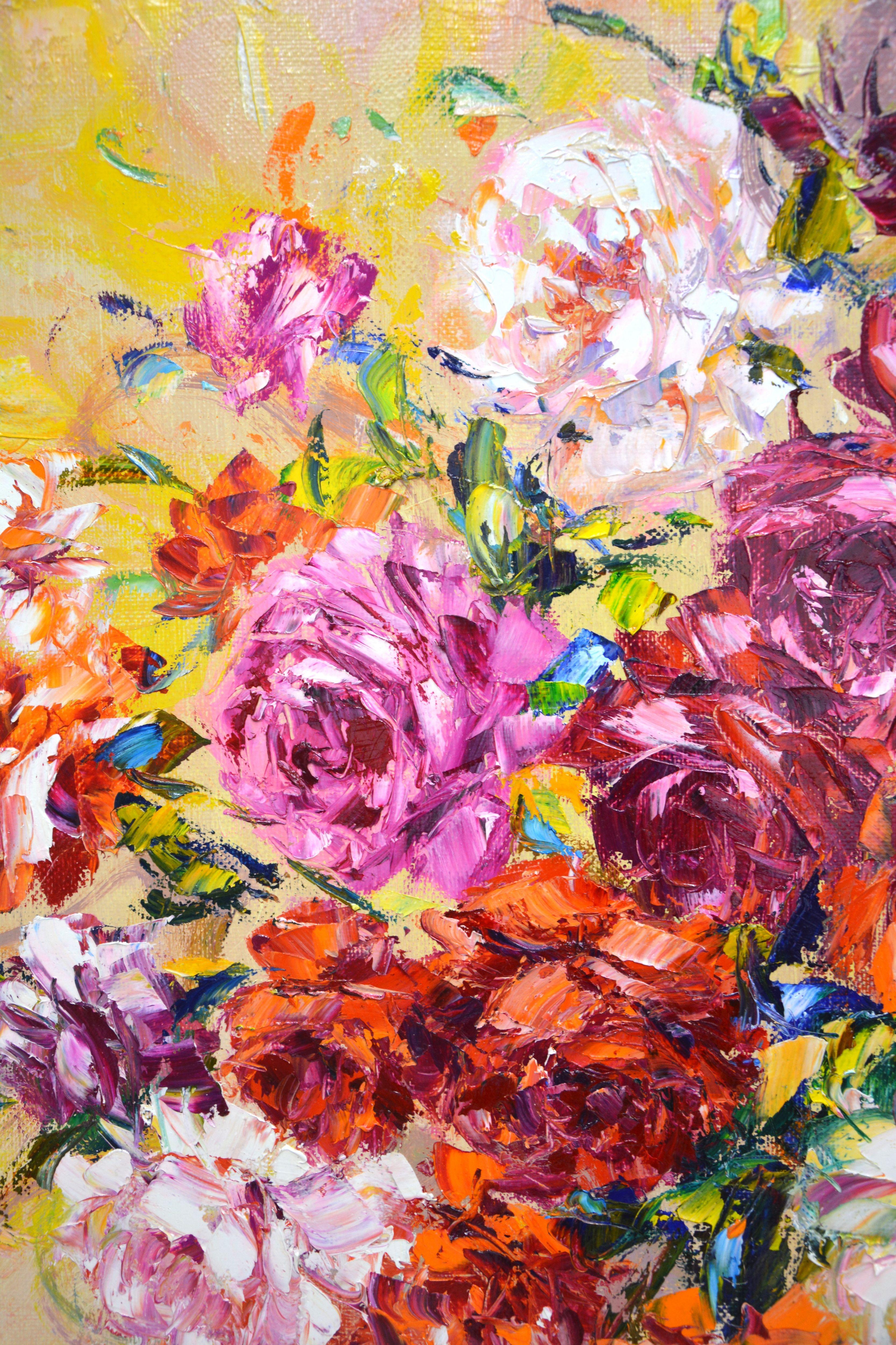 Roses for good luck, Painting, Oil on Canvas For Sale 2
