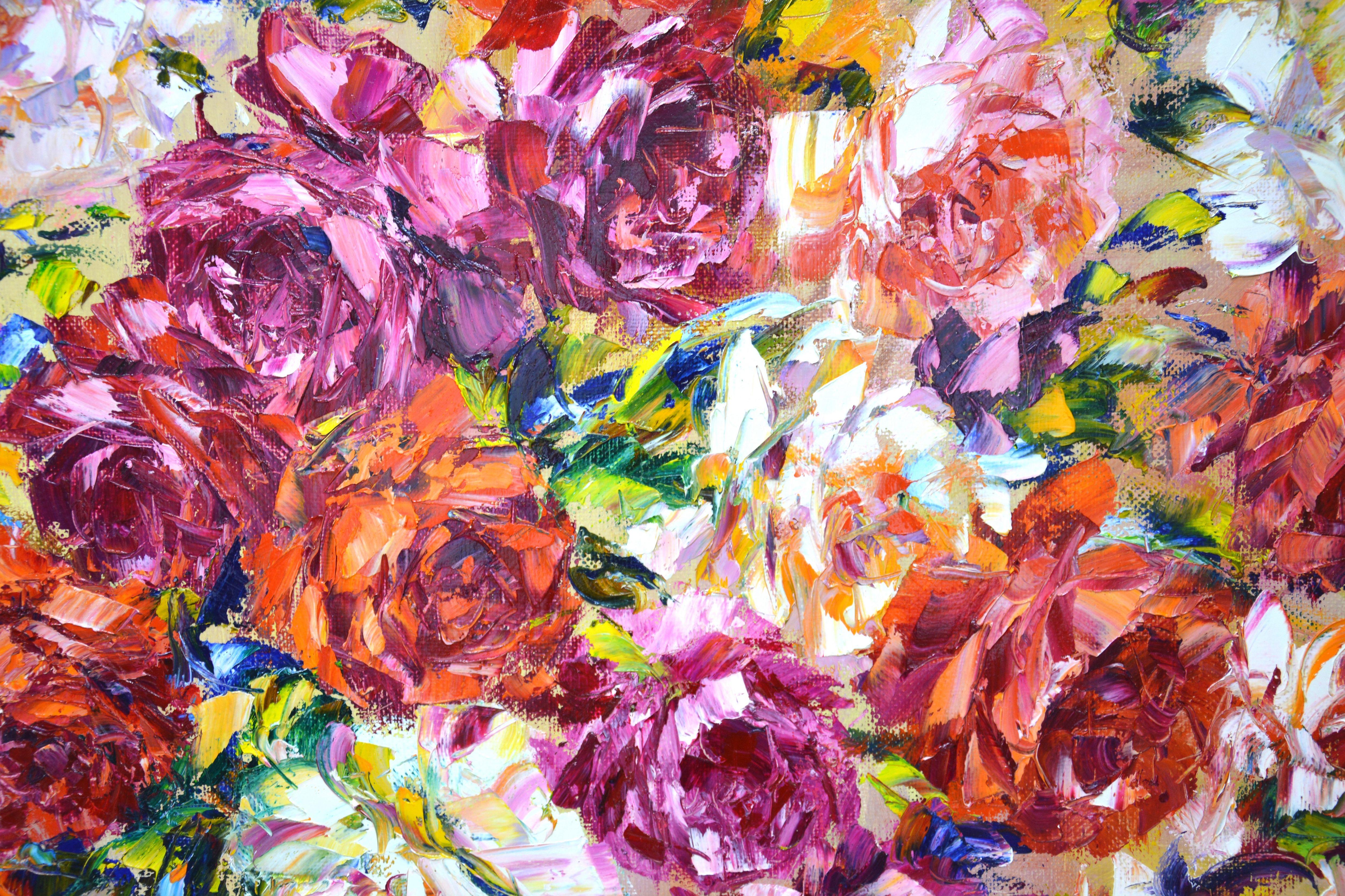 Roses for good luck, Painting, Oil on Canvas For Sale 3