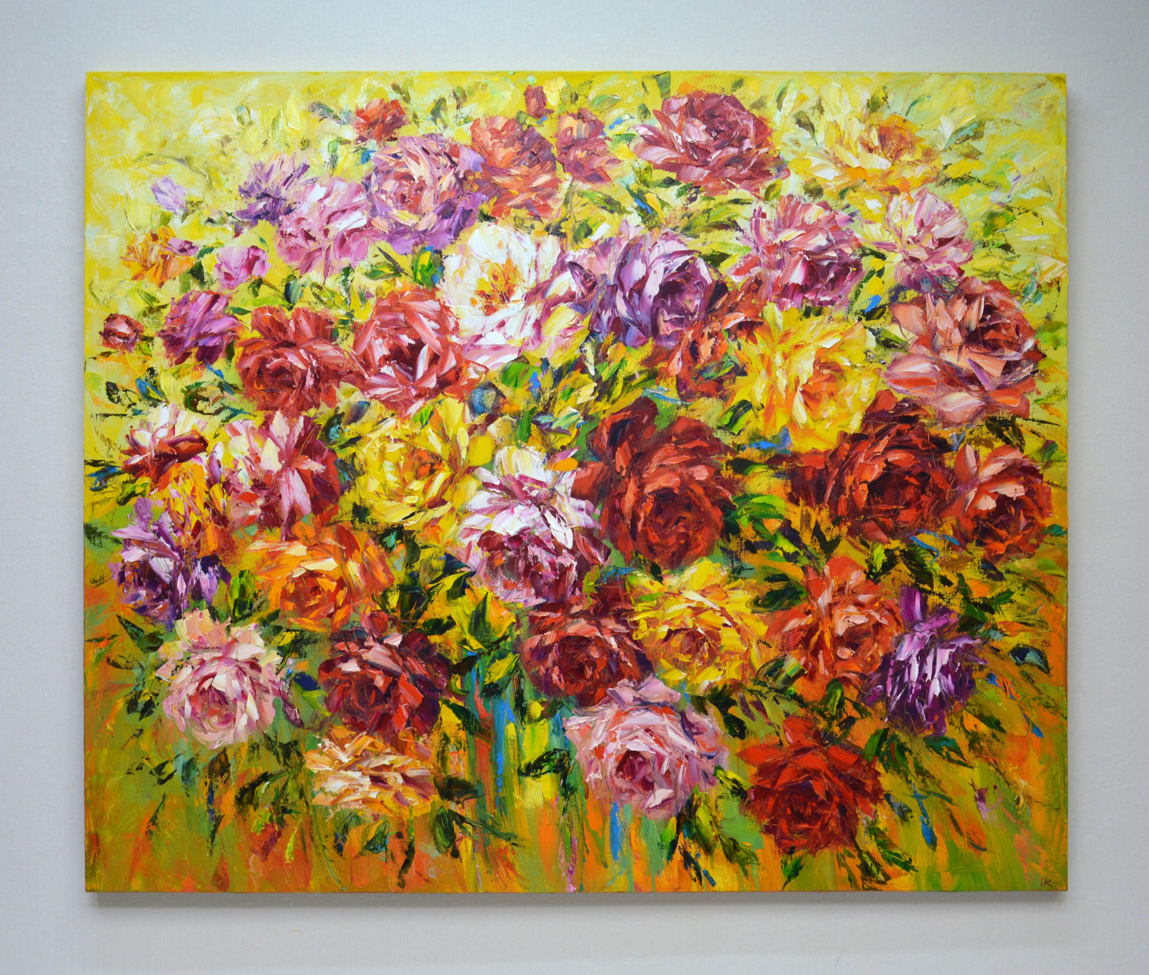 Roses, Gemälde, Öl auf Leinwand (Impressionismus), Painting, von Iryna Kastsova