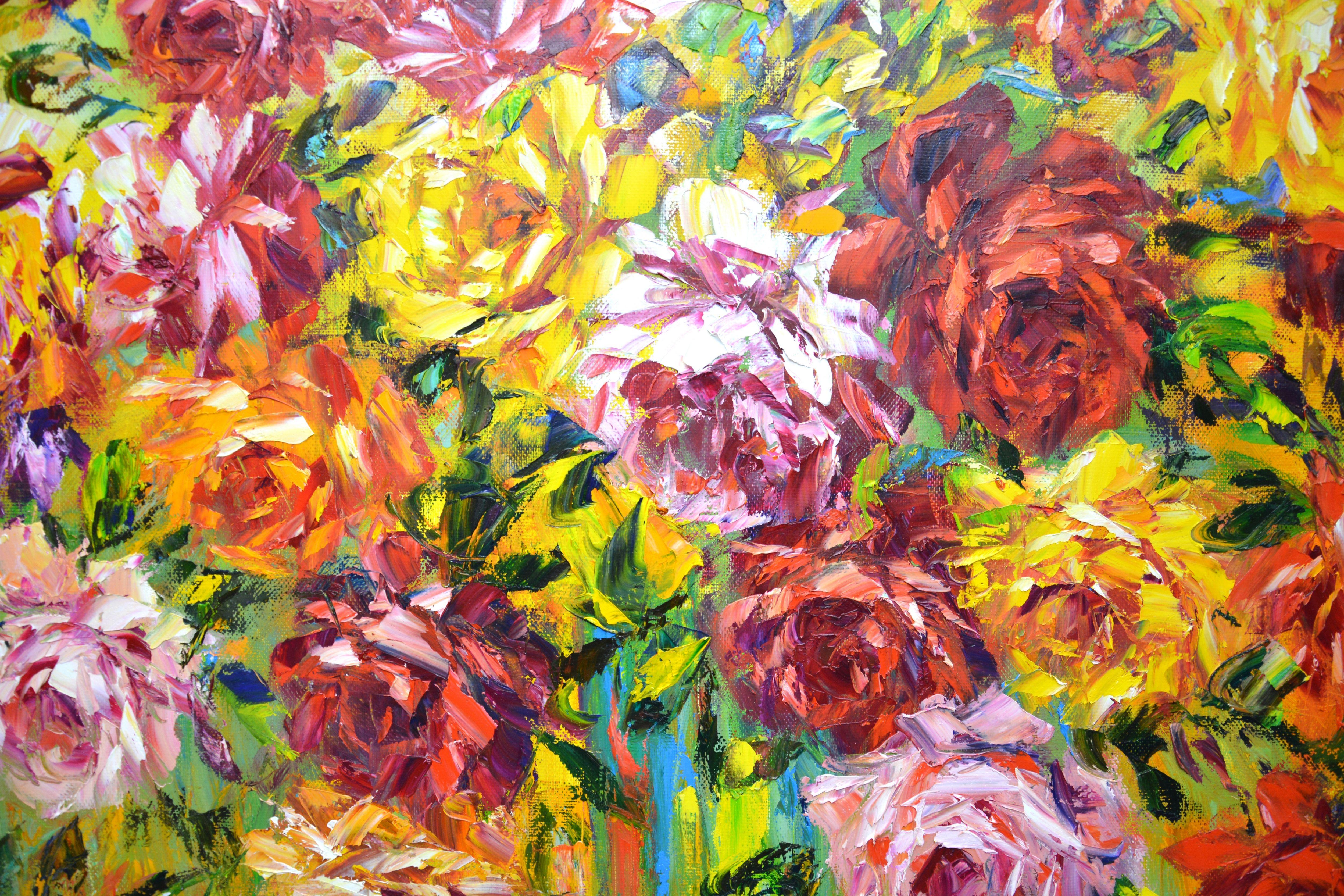Roses, Gemälde, Öl auf Leinwand im Angebot 1