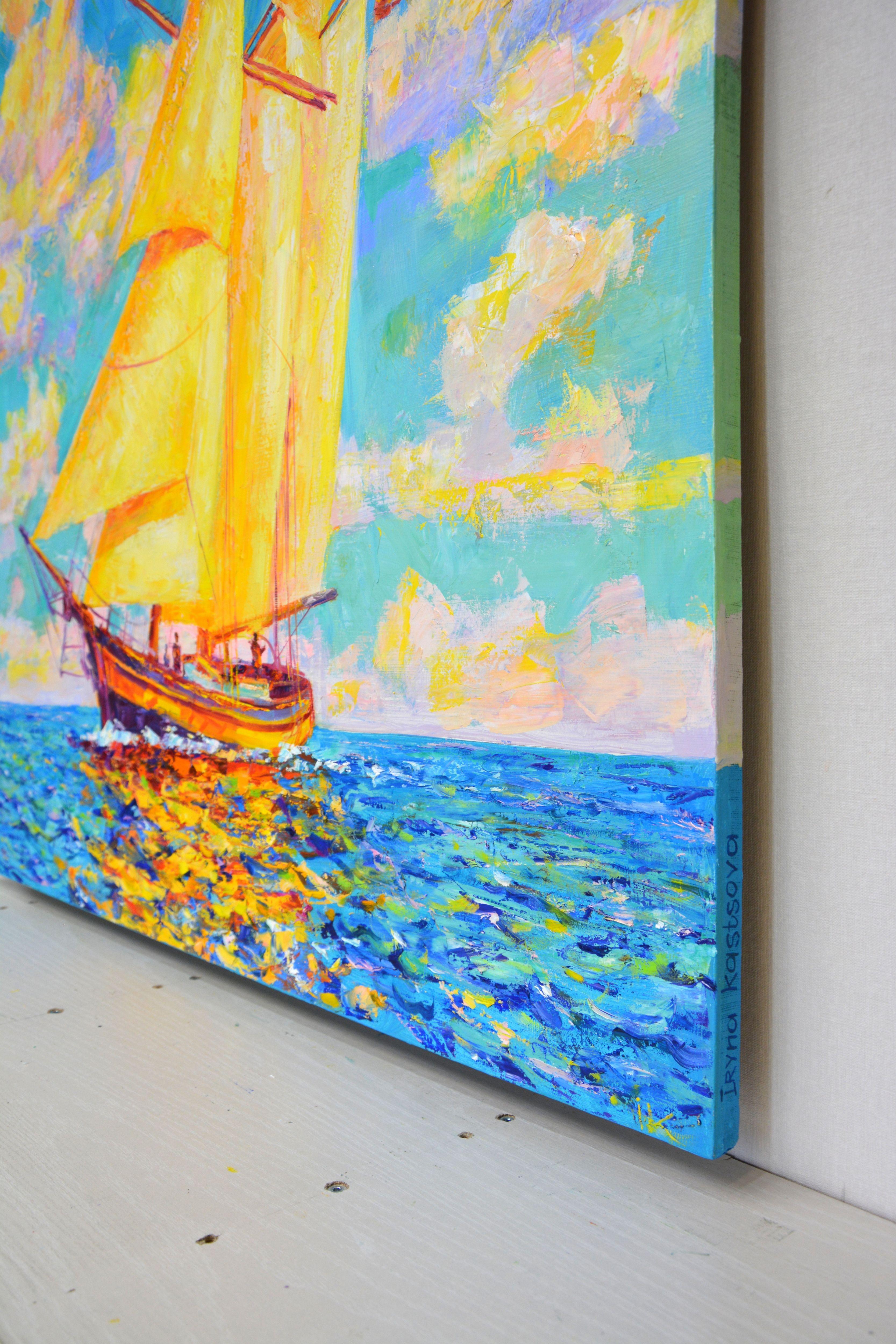 Sailboat, Painting, Oil on Canvas For Sale 4