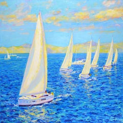 Sailing regatta., Painting, Oil on Canvas