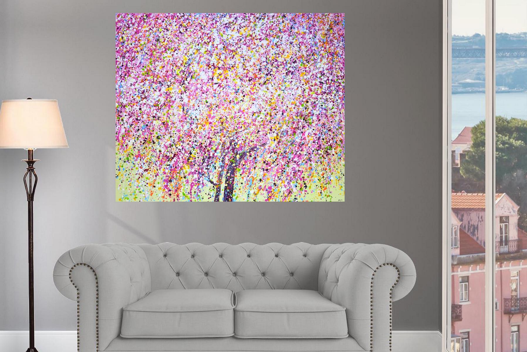 Sakura 2 Colorful Abstract Interior Painting by Iryna Kastsova For Sale 9