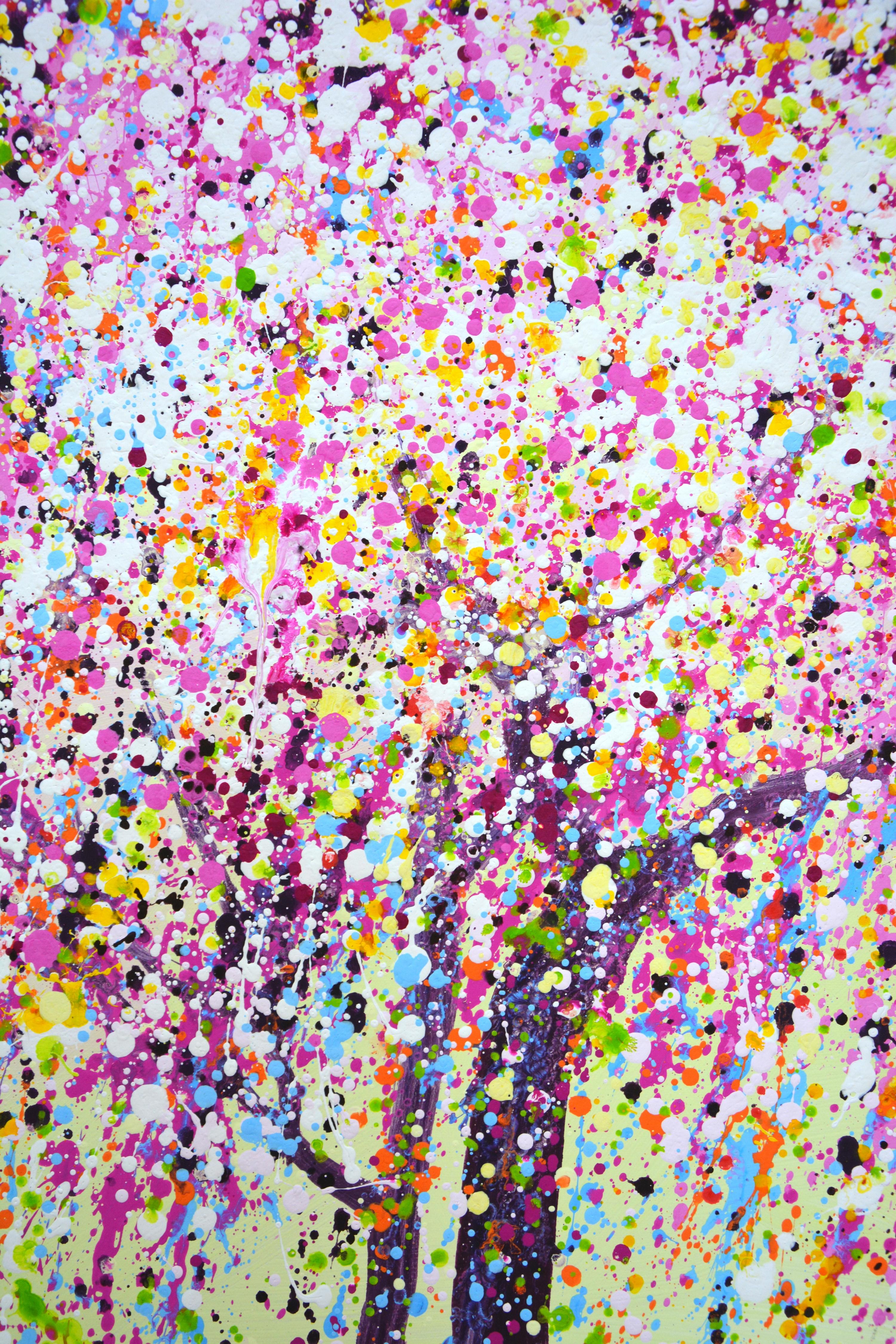 Sakura 2 Colorful Abstract Interior Painting by Iryna Kastsova For Sale 5