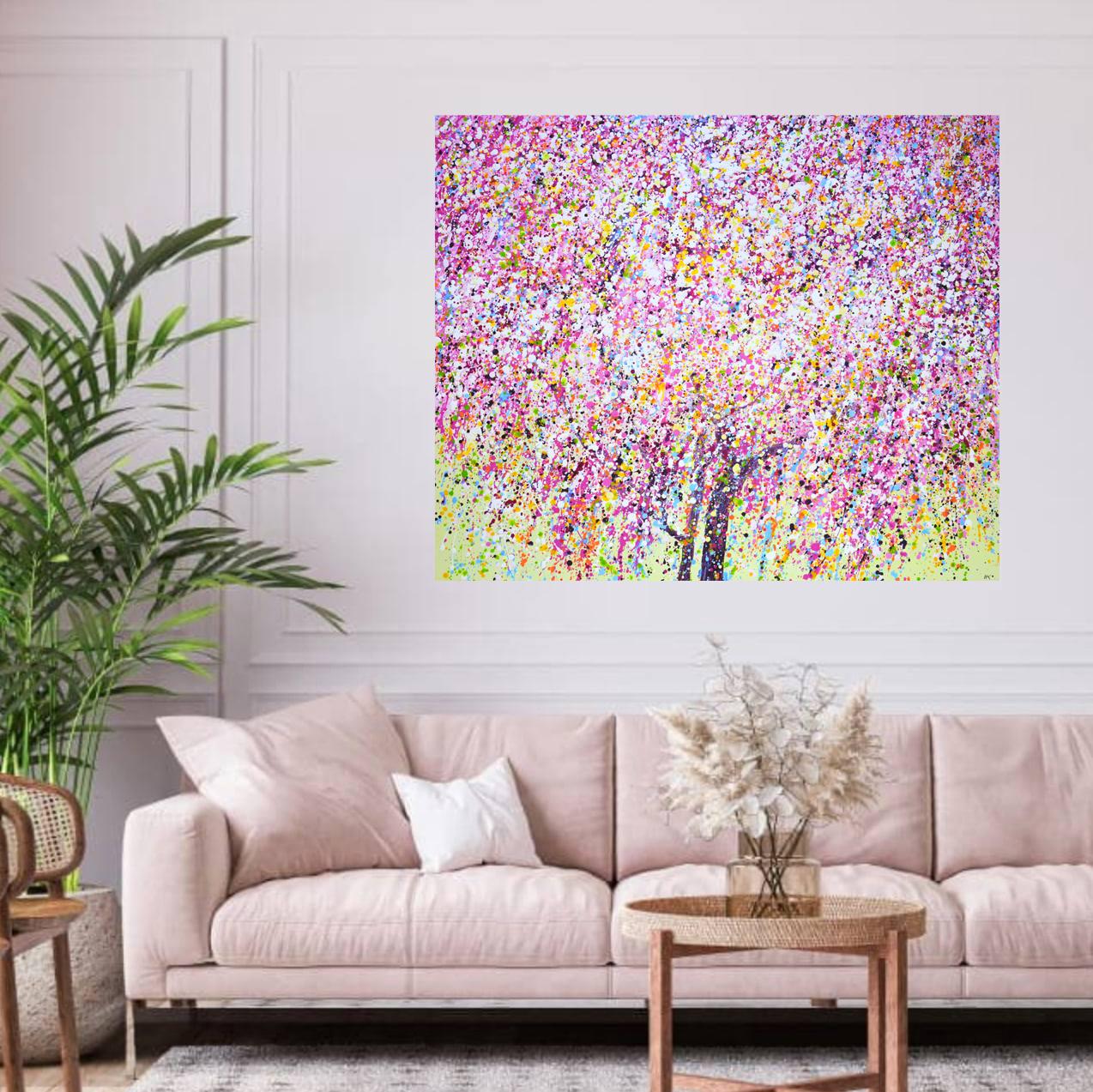 Sakura 2 Colorful Abstract Interior Painting by Iryna Kastsova For Sale 7
