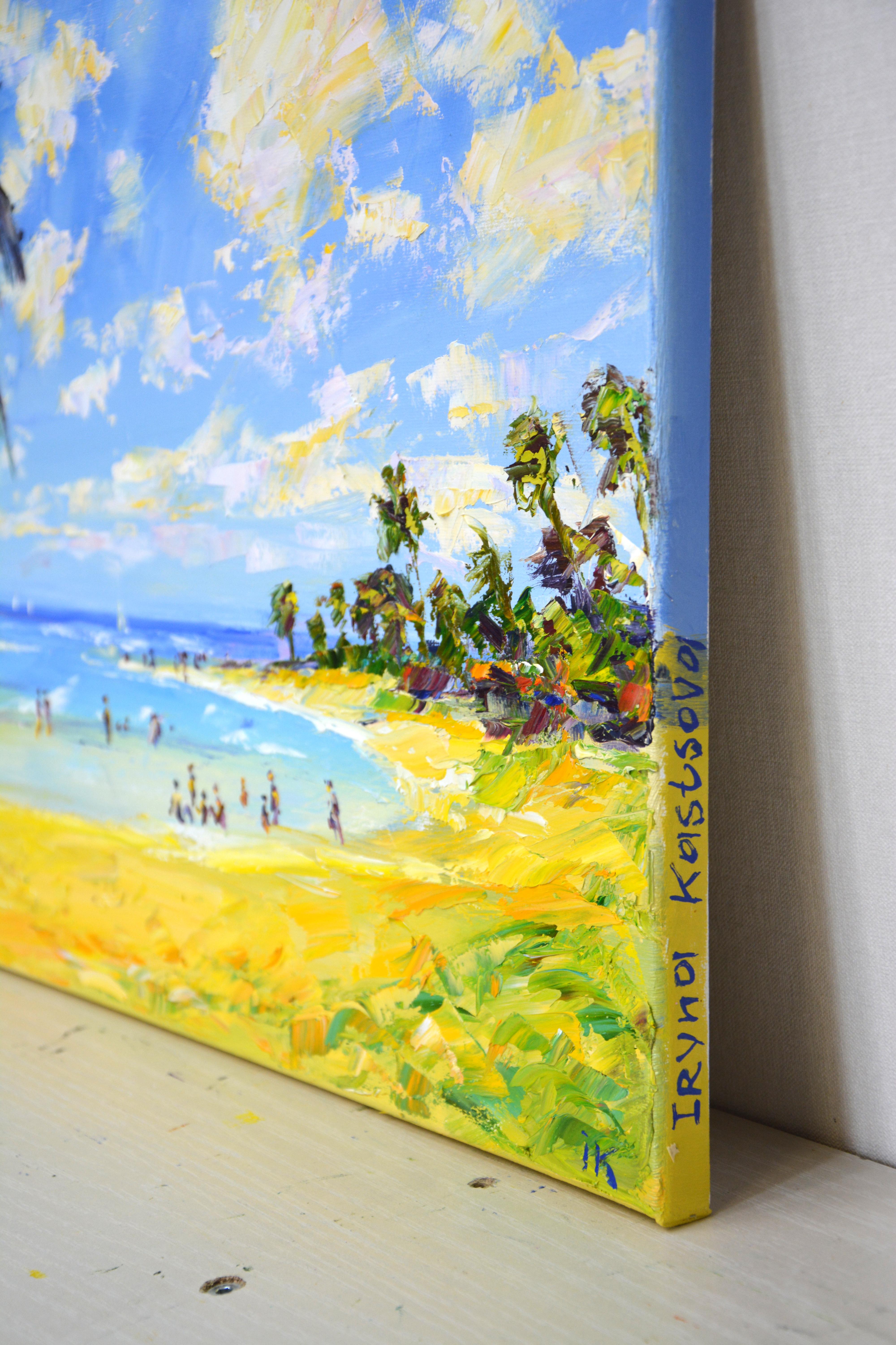 	Sea, palm tree, beach. - Impressionist Painting by Iryna Kastsova