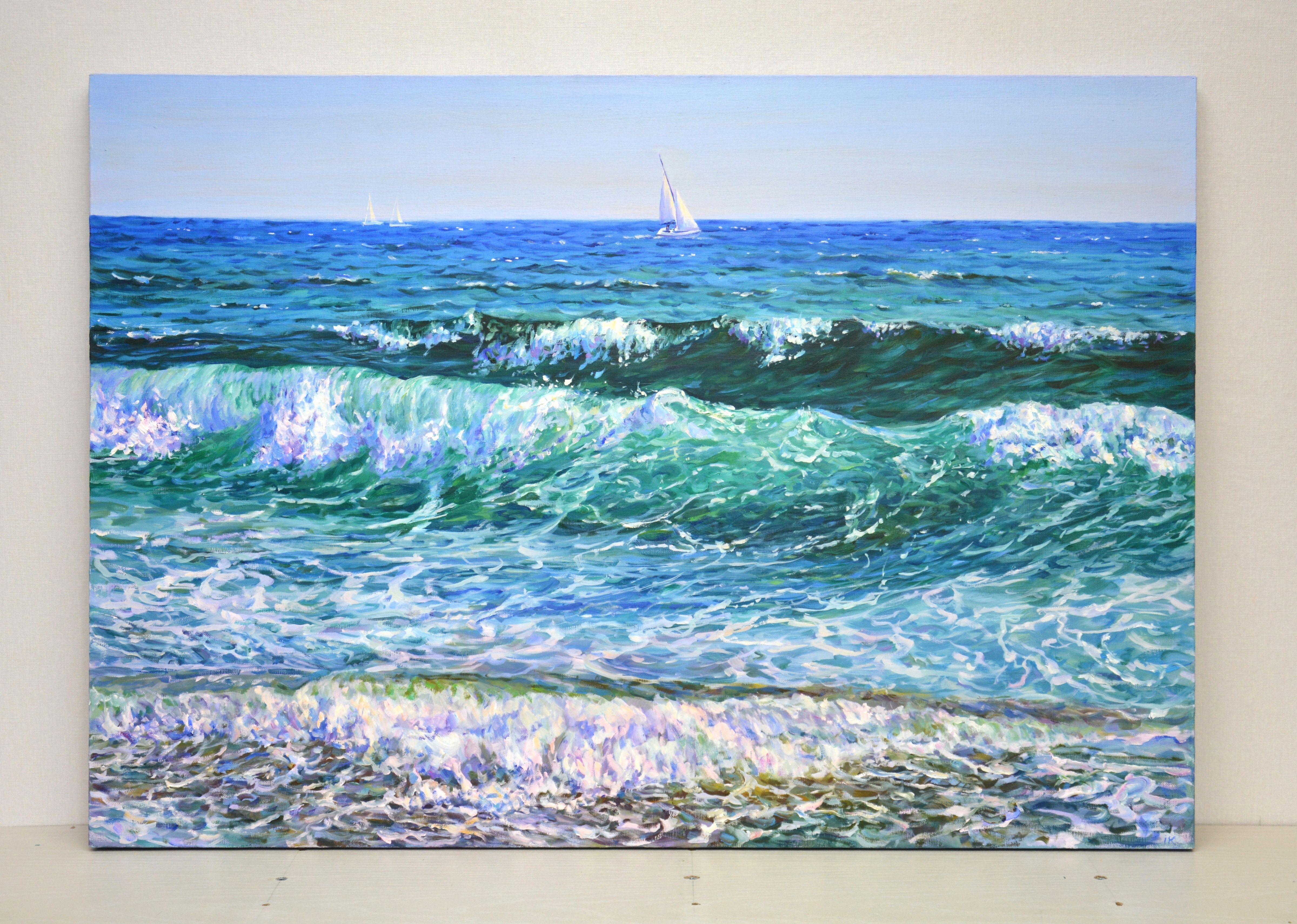 Mare. Le onde, Pittura, Olio su tela - Painting Realismo di Iryna Kastsova