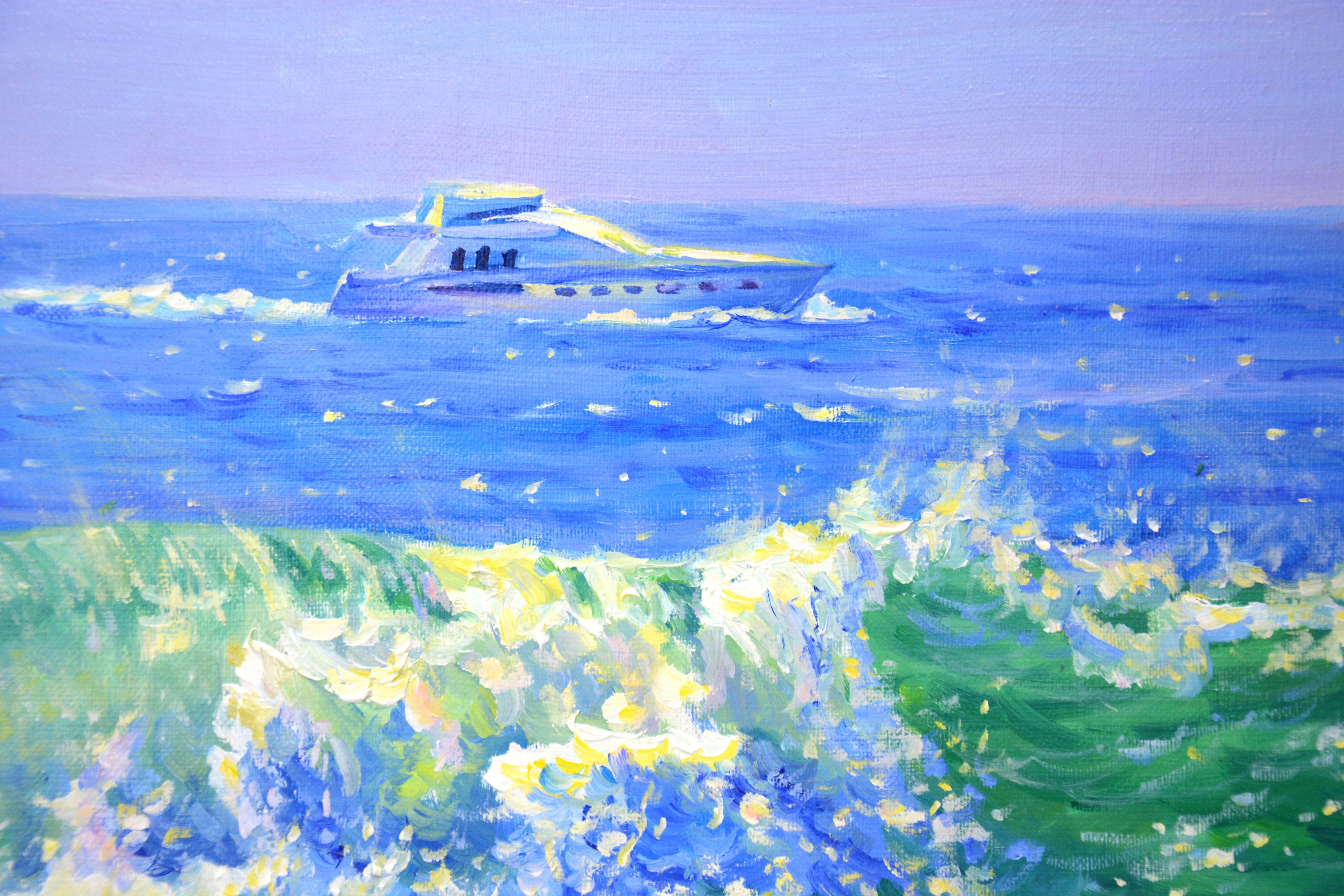 Sea. Yacht., Painting, Oil on Canvas For Sale 2