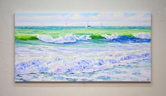 Sea.Sailboats. Waves., Painting, Acrylic on Canvas