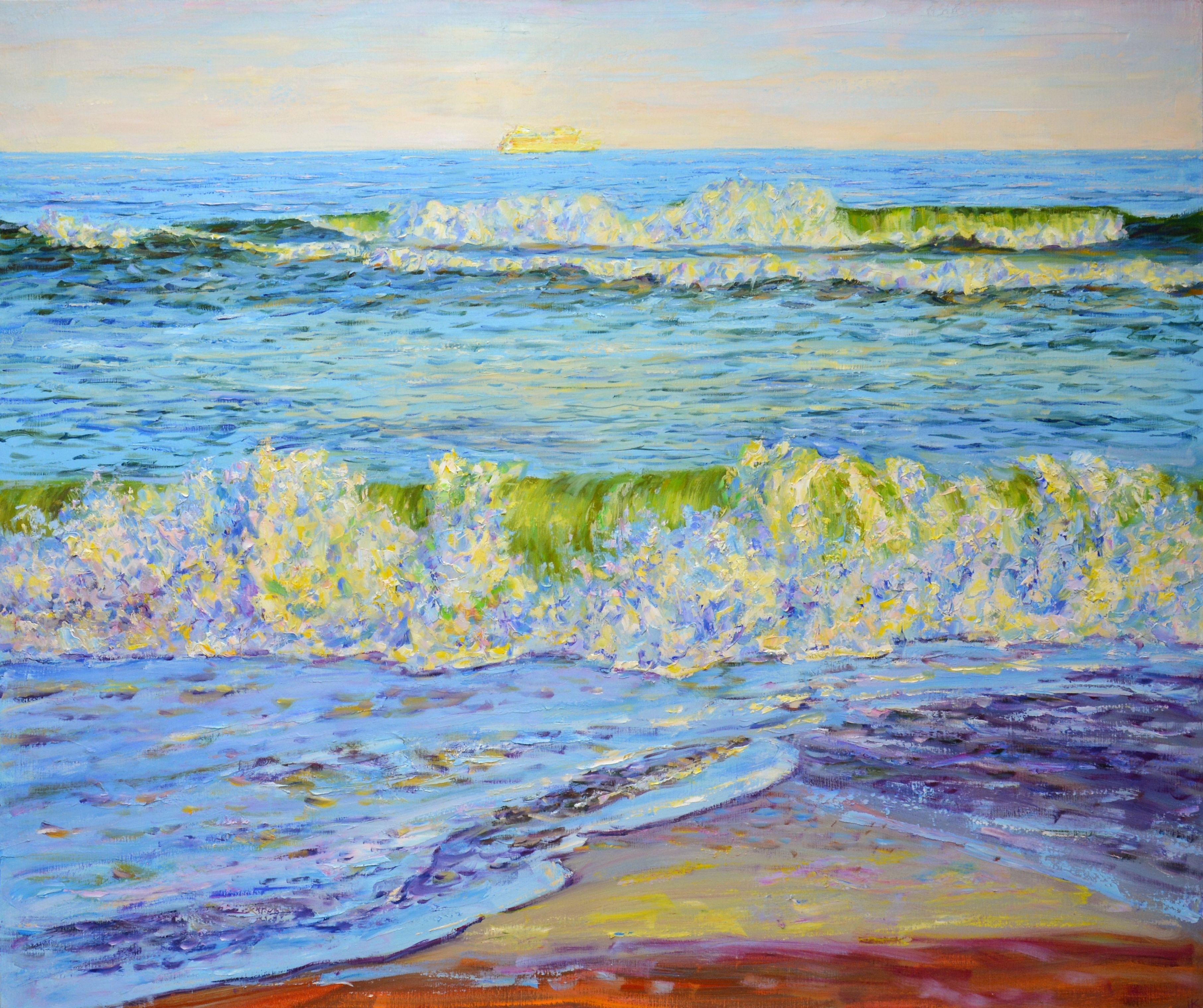 Paysage marin, peinture, huile sur toile - Painting de Iryna Kastsova