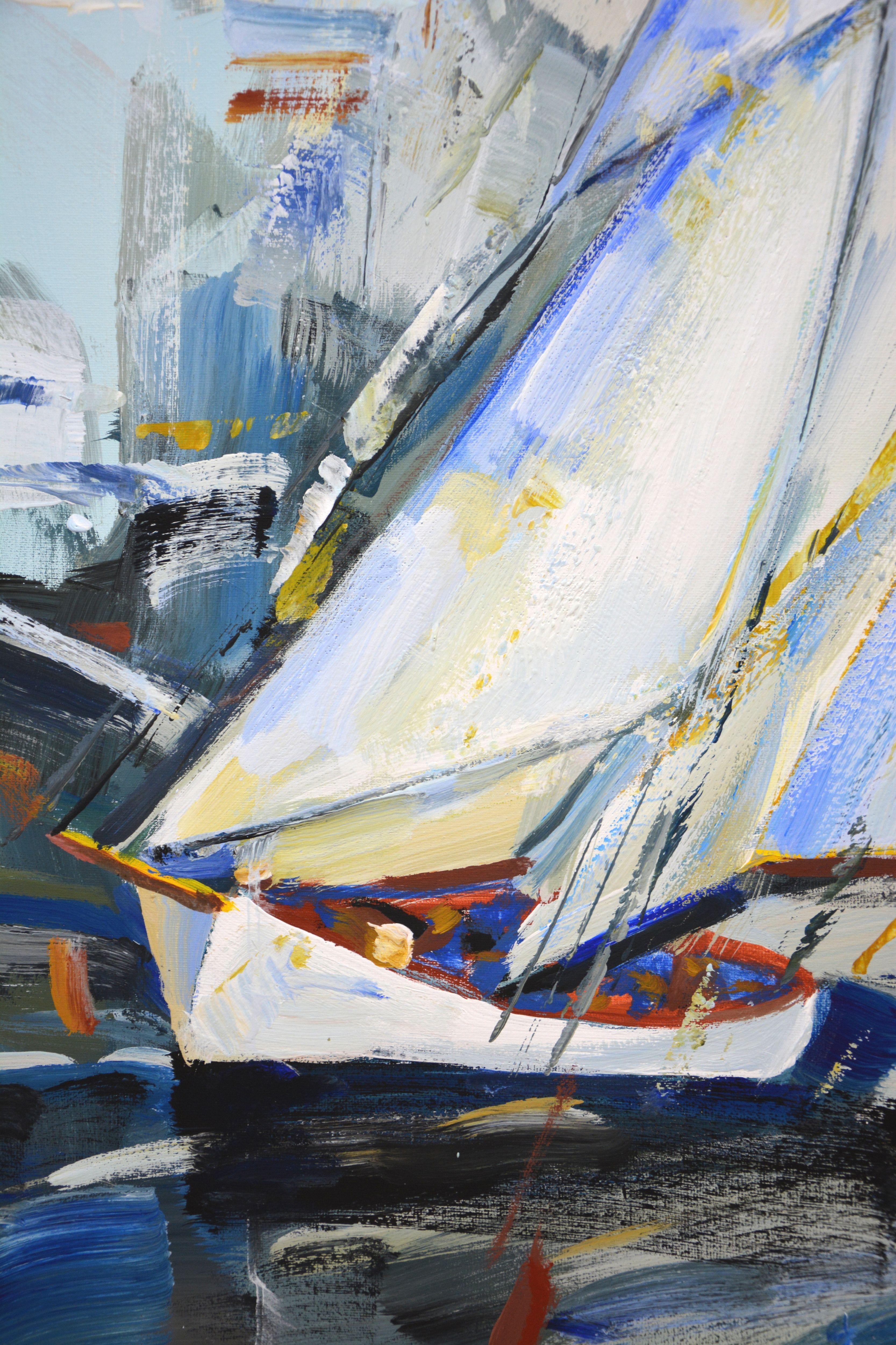 Silver sails, Painting, Acrylic on Canvas For Sale 2