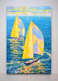 Solar yachts., Painting, Oil on Canvas