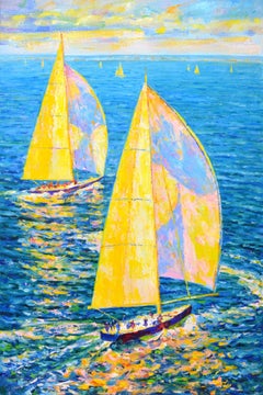 Solar yachts., Painting, Oil on Canvas