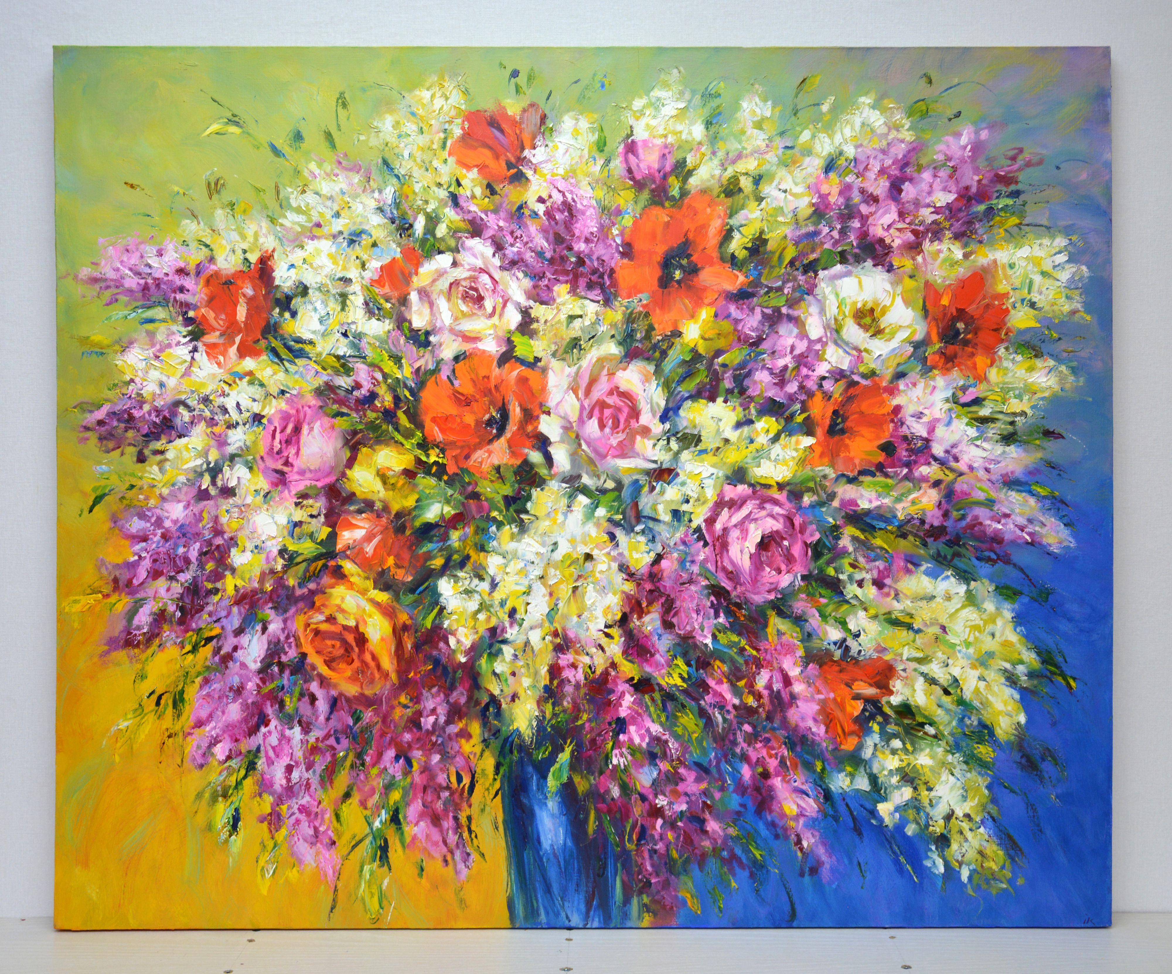 Spring bouquet, Painting, Oil on Canvas For Sale 1