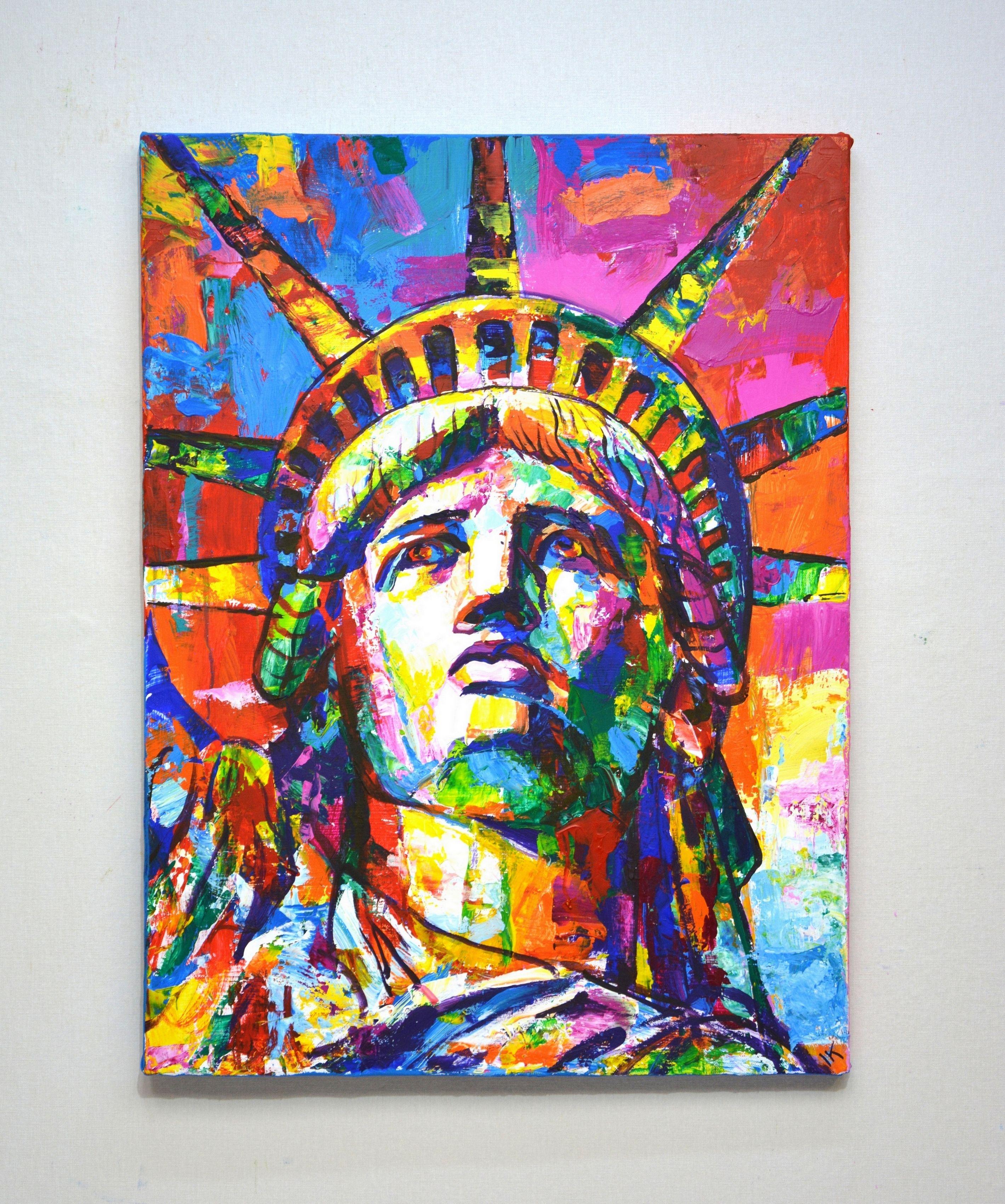 Statue of Liberty 2, Painting, Acrylic on Canvas For Sale 1