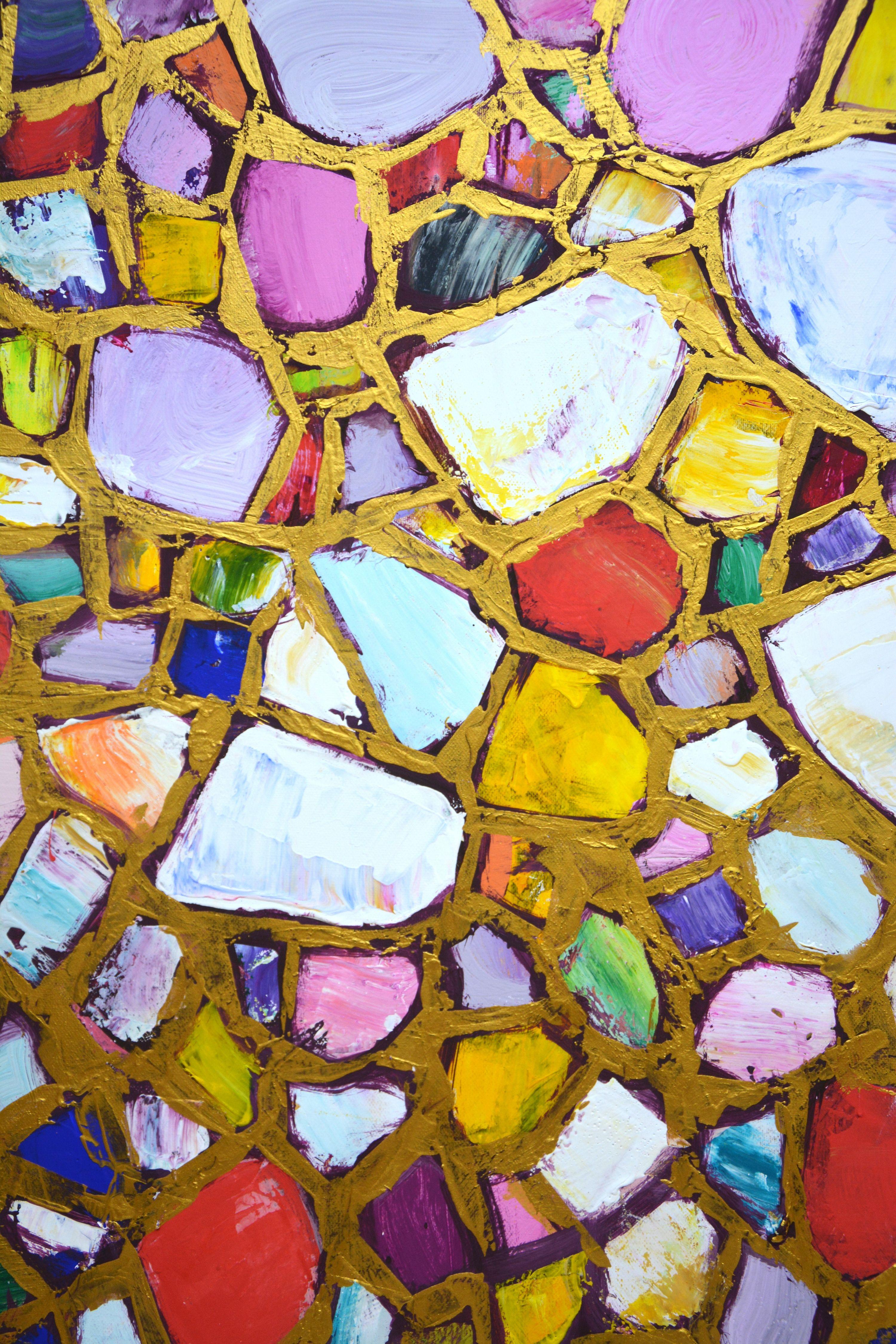 Stones in gold 3., Painting, Acrylic on Canvas For Sale 1