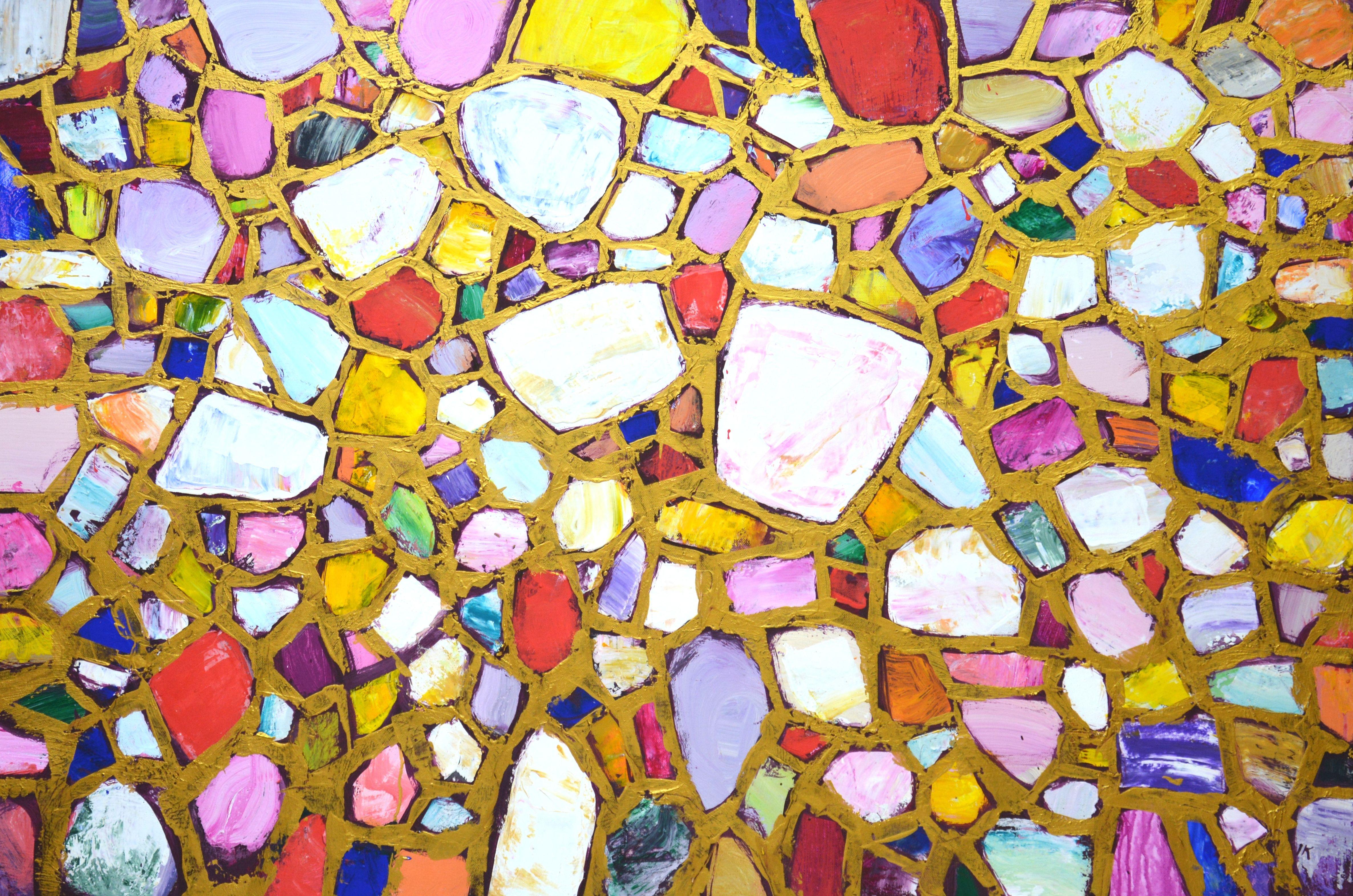 Iryna Kastsova Abstract Painting - Stones in gold 3., Painting, Acrylic on Canvas