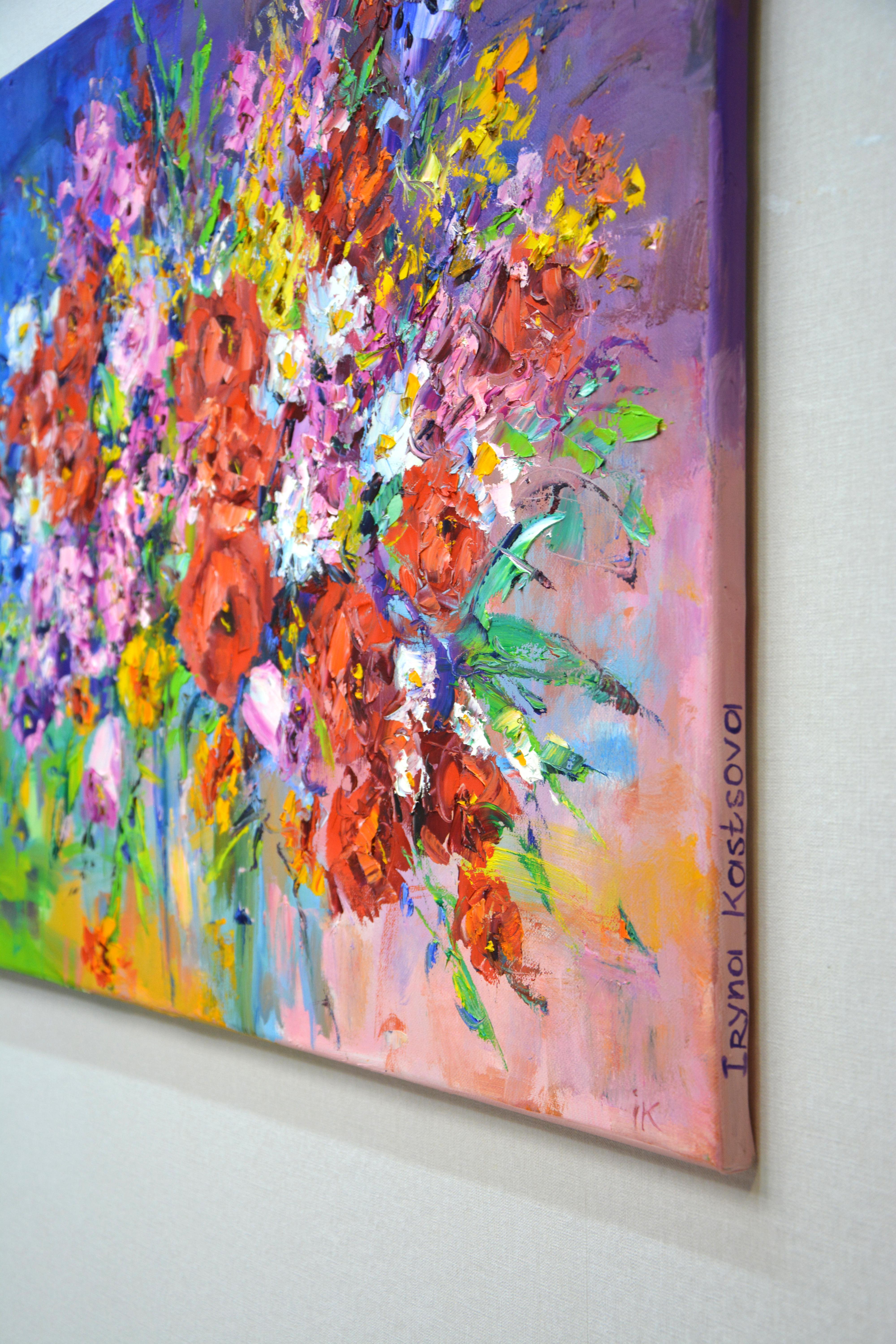 Ramo de verano - Pintura impresionista floral vibrante sobre lienzo - Painting Expresionista de Iryna Kastsova