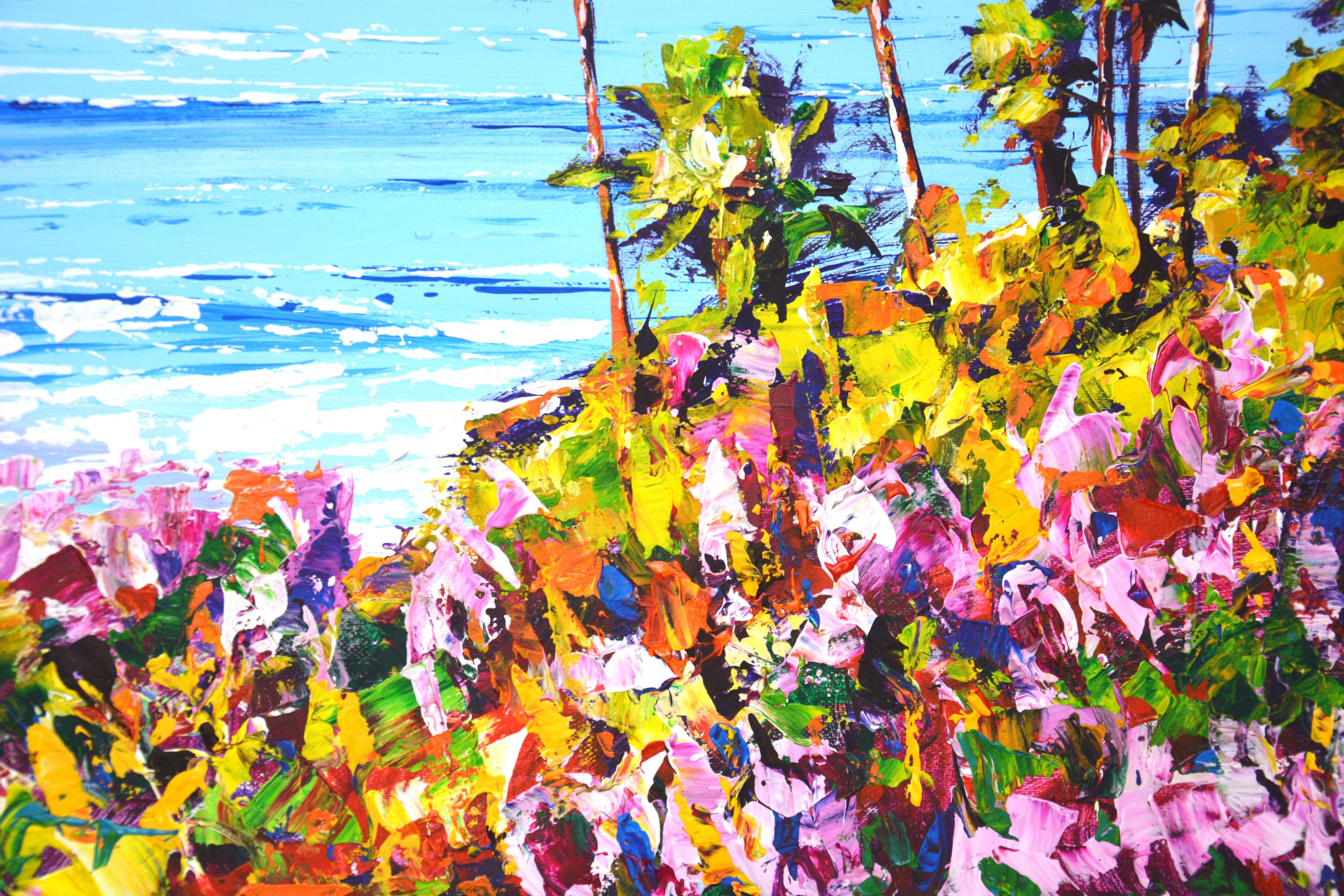 Verano. Pintura acrílica californiana de paisaje con palmeras en venta 1