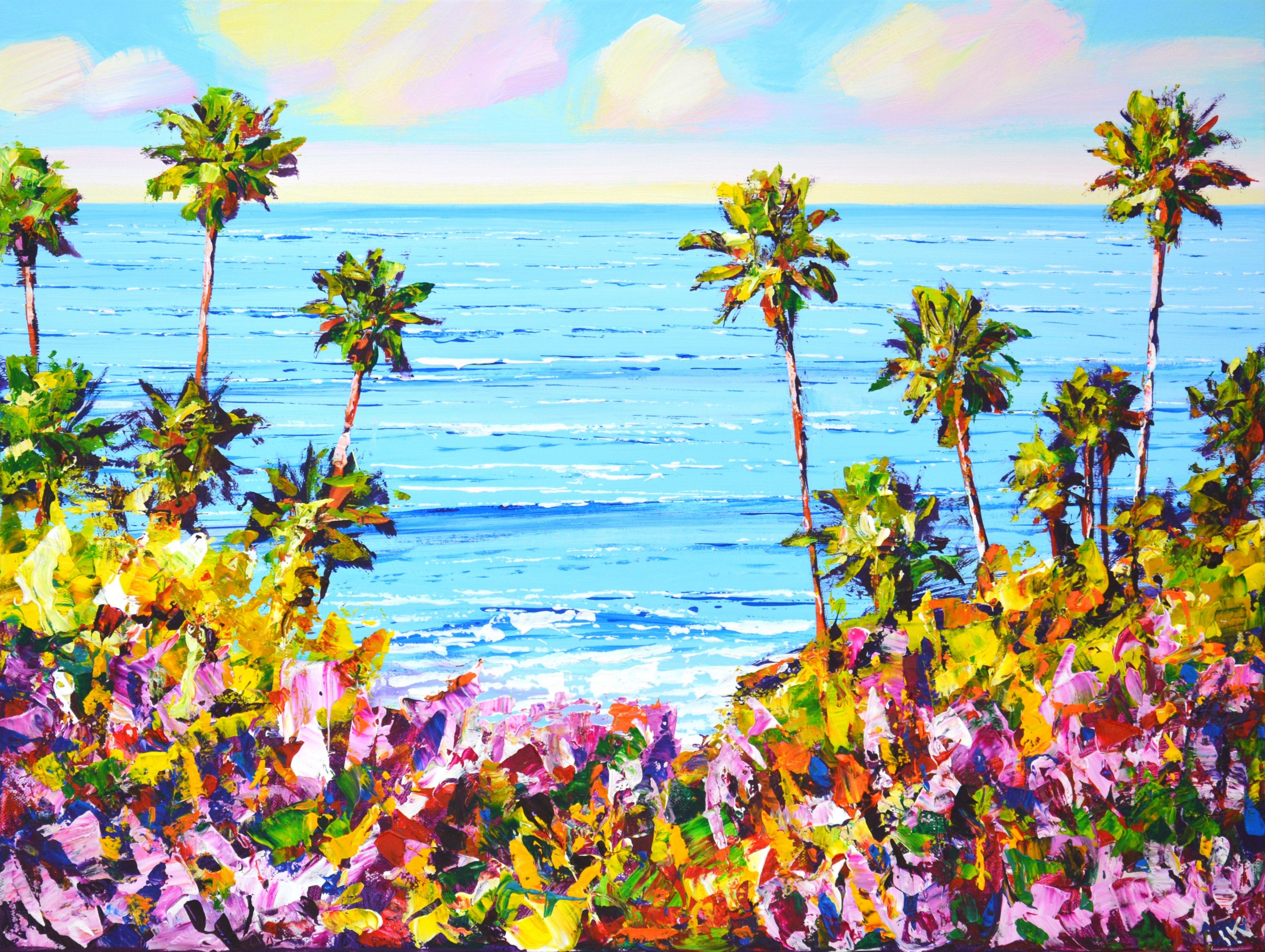Landscape Painting de Iryna Kastsova - Verano. Pintura acrílica californiana de paisaje con palmeras