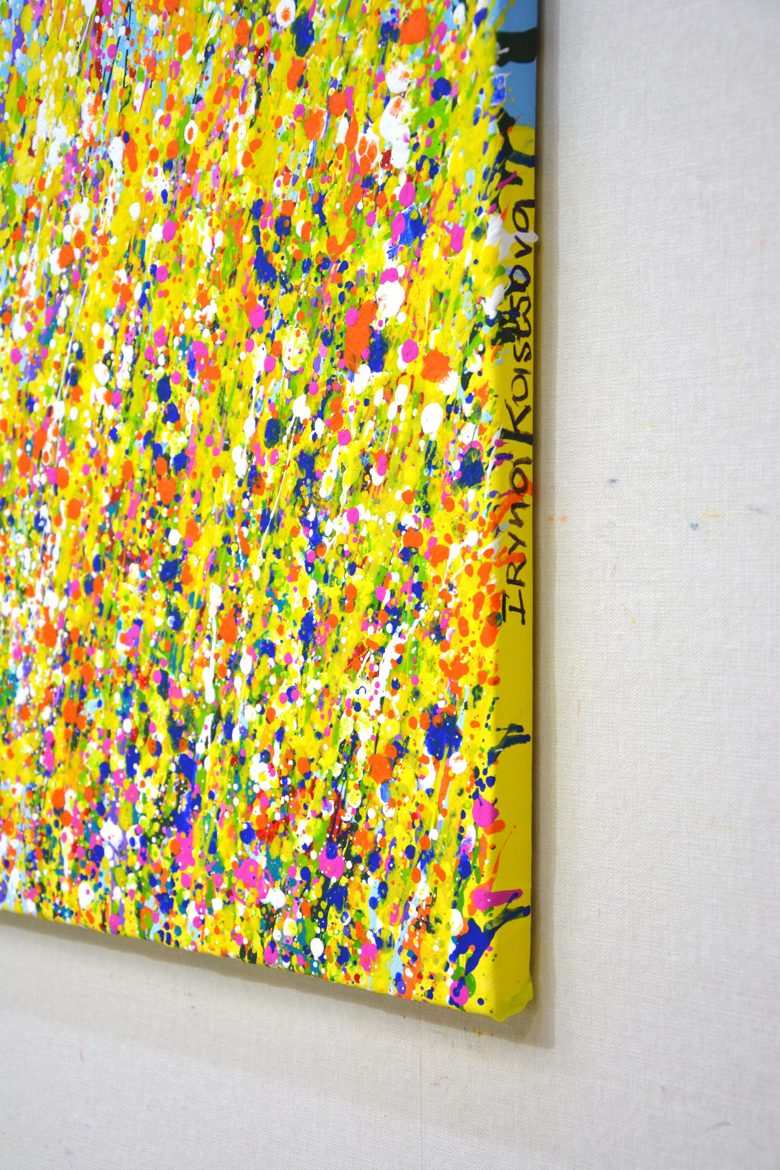 Giorno d'estate 23 - Pittura acrilica astratta vibrante (60x80 cm) - Painting Espressionismo astratto di Iryna Kastsova
